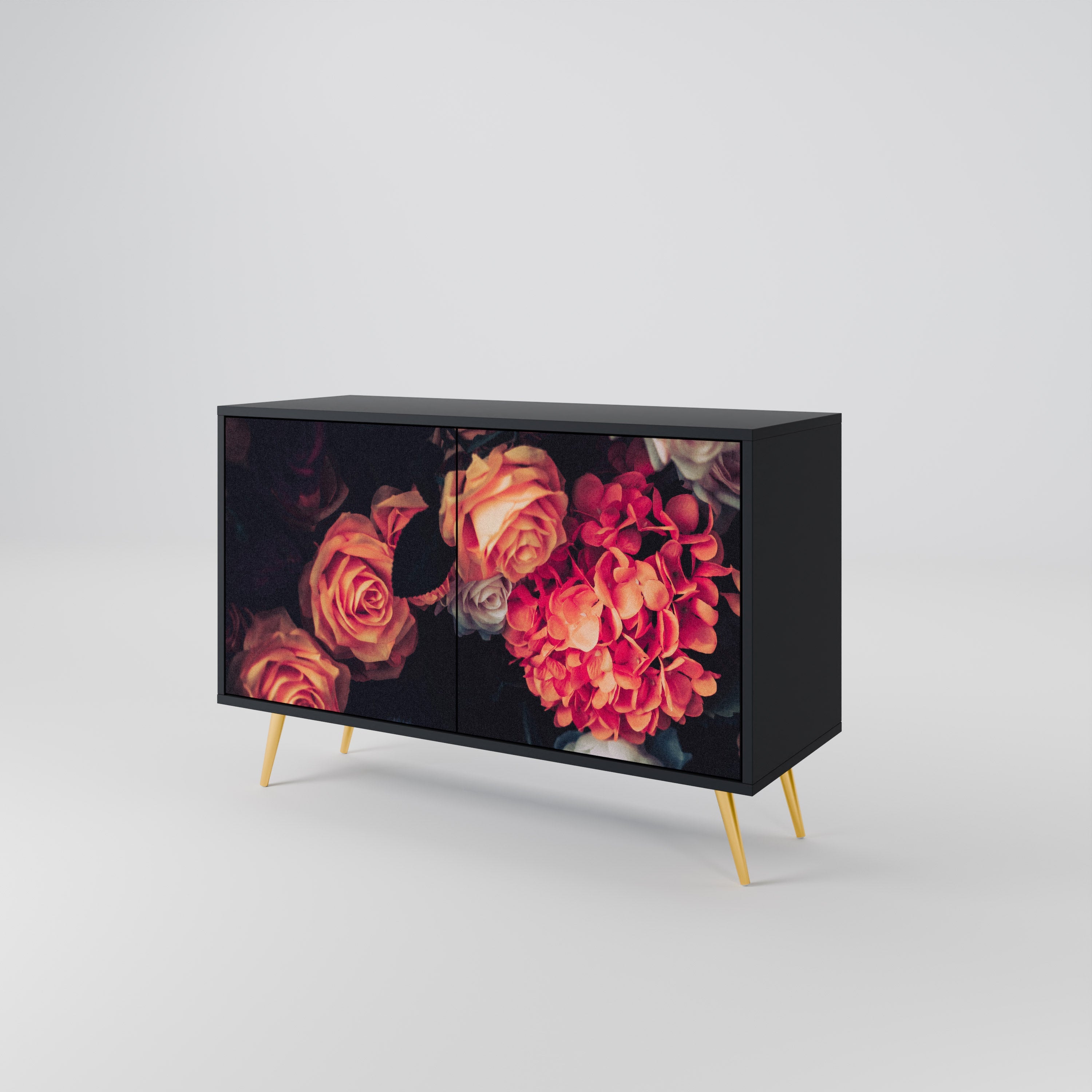 NEVERENDING BLOOM 2-Door Sideboard in Black Finish