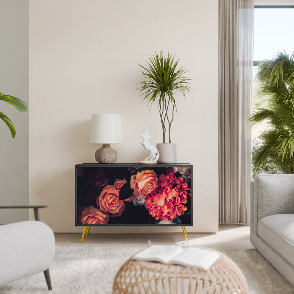NEVERENDING BLOOM 2-Door Sideboard in Black Finish