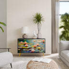 BLOOMING WATERS 2-Door Sideboard in Black Finish