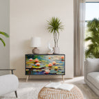 BLOOMING WATERS 2-Door Sideboard in Black Finish