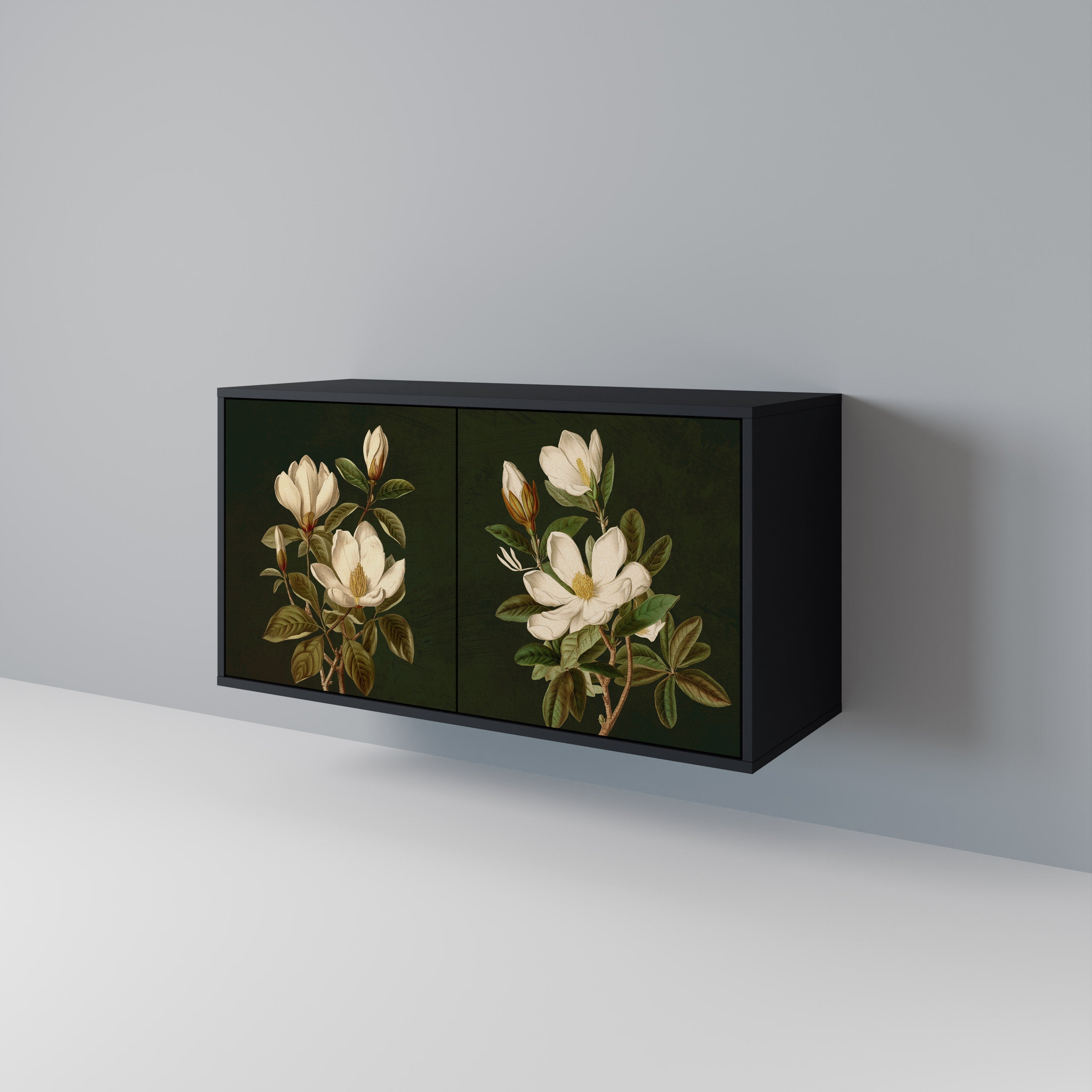 FLORAL NOIR 2-Door Sideboard in Black Finish