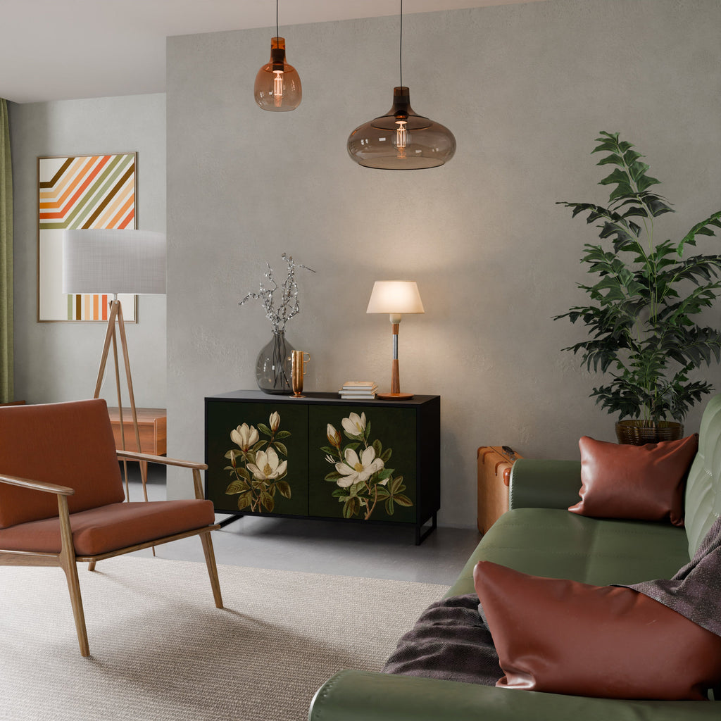 FLORAL NOIR 2-Door Sideboard in Black Finish