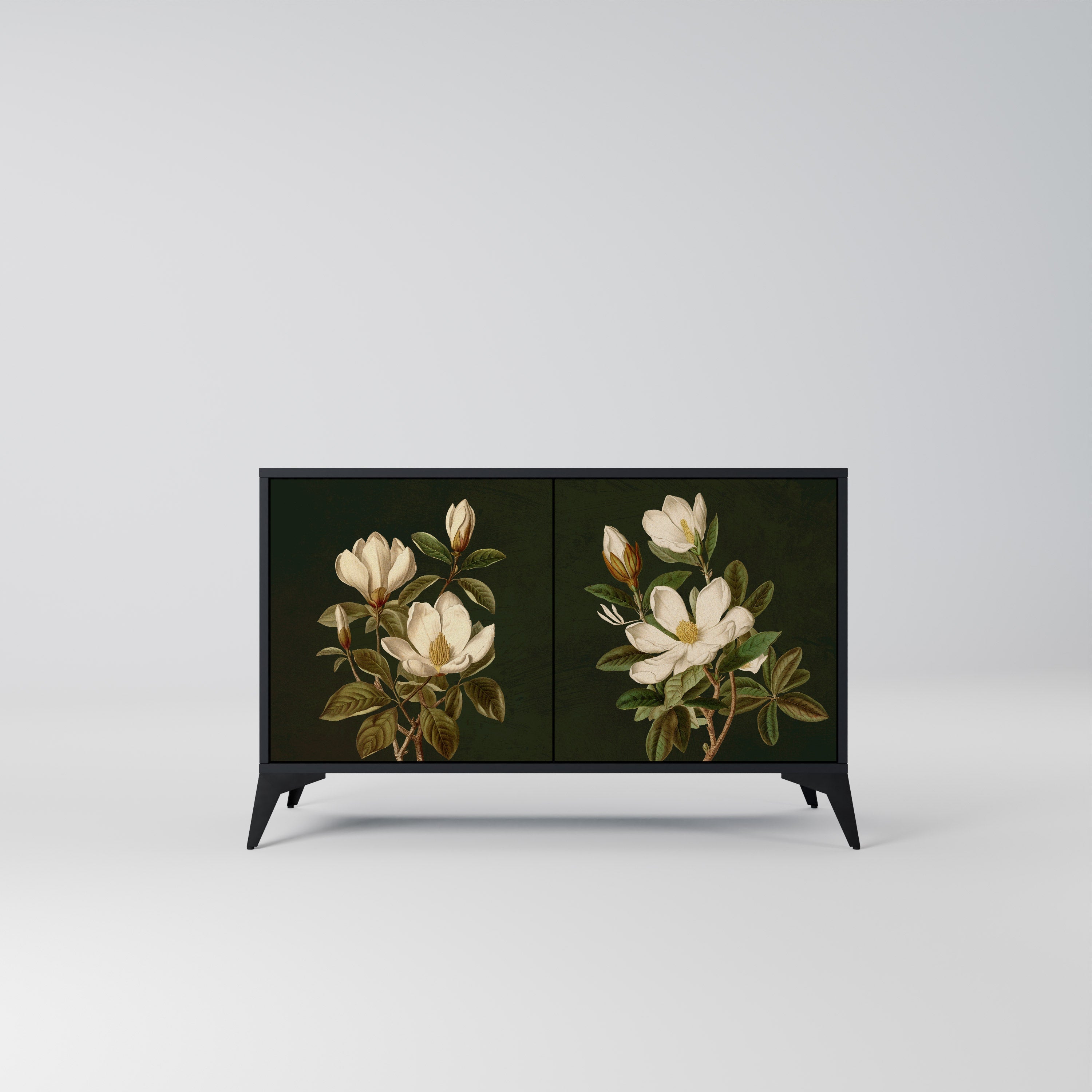 FLORAL NOIR 2-Door Sideboard in Black Finish