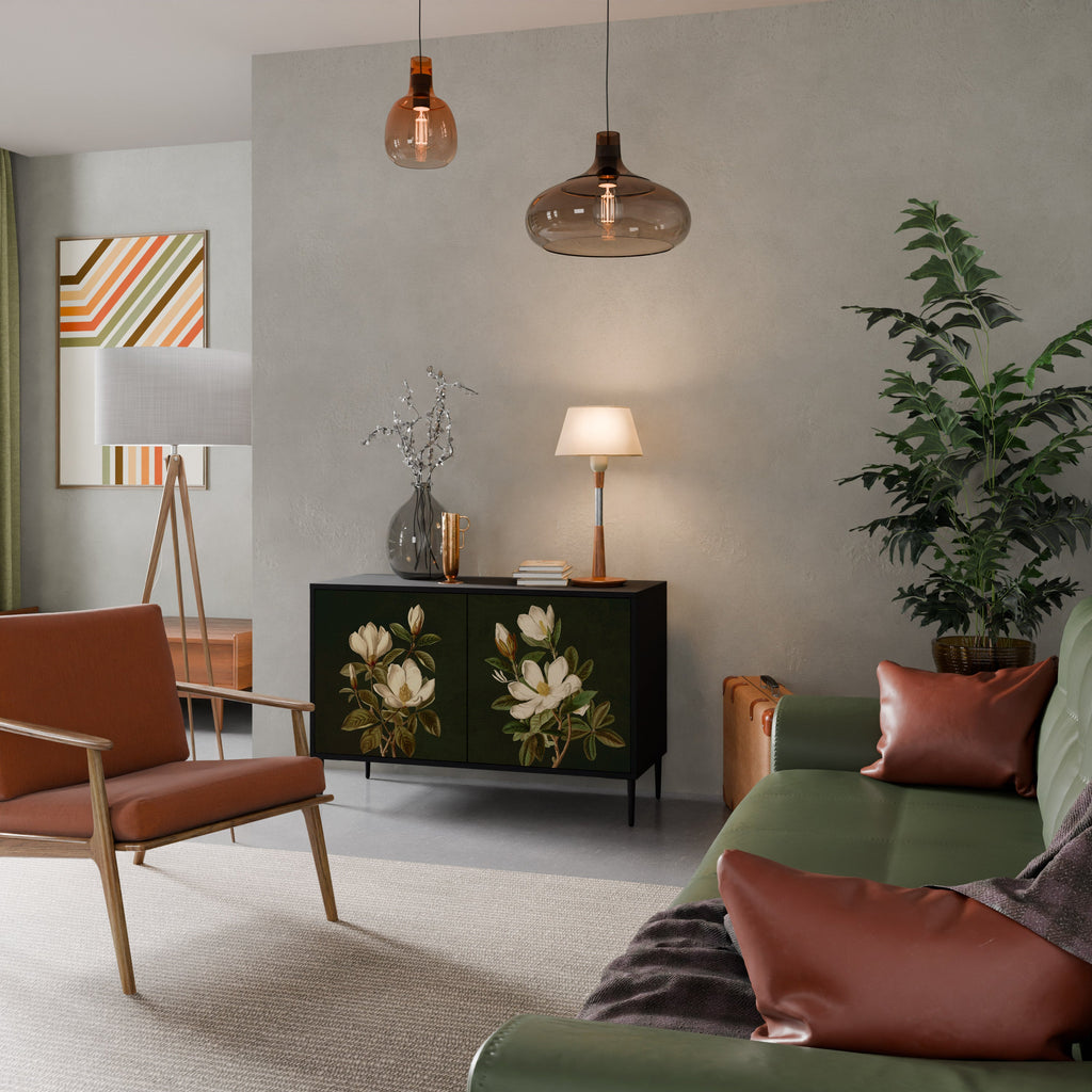 FLORAL NOIR 2-Door Sideboard in Black Finish