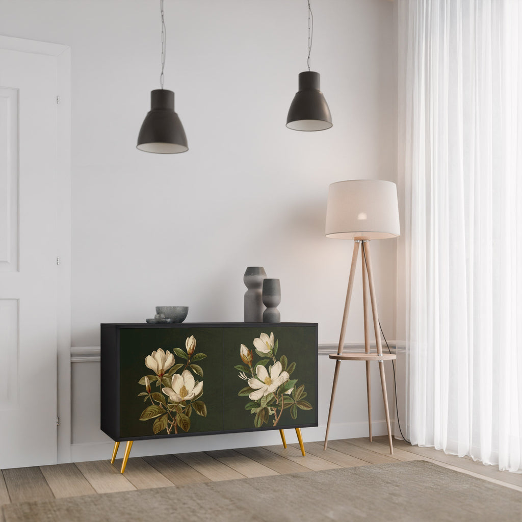 FLORAL NOIR 2-Door Sideboard in Black Finish
