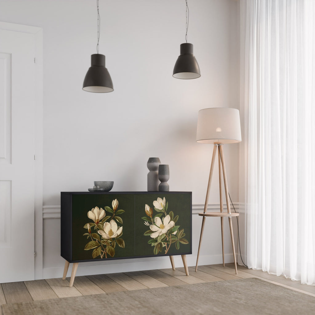 FLORAL NOIR 2-Door Sideboard in Black Finish