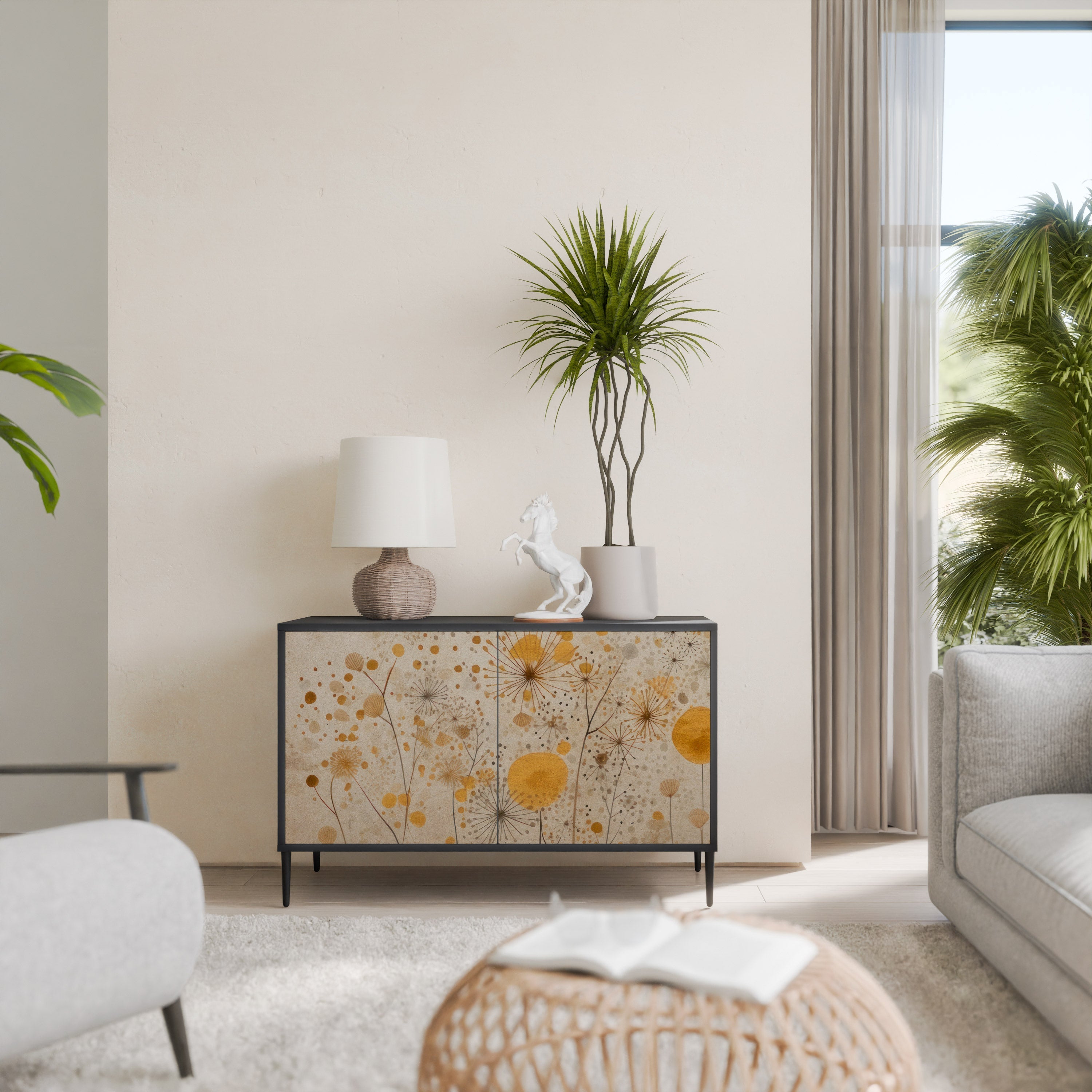 MORNING GLADE 2-Door Sideboard in Black Finish