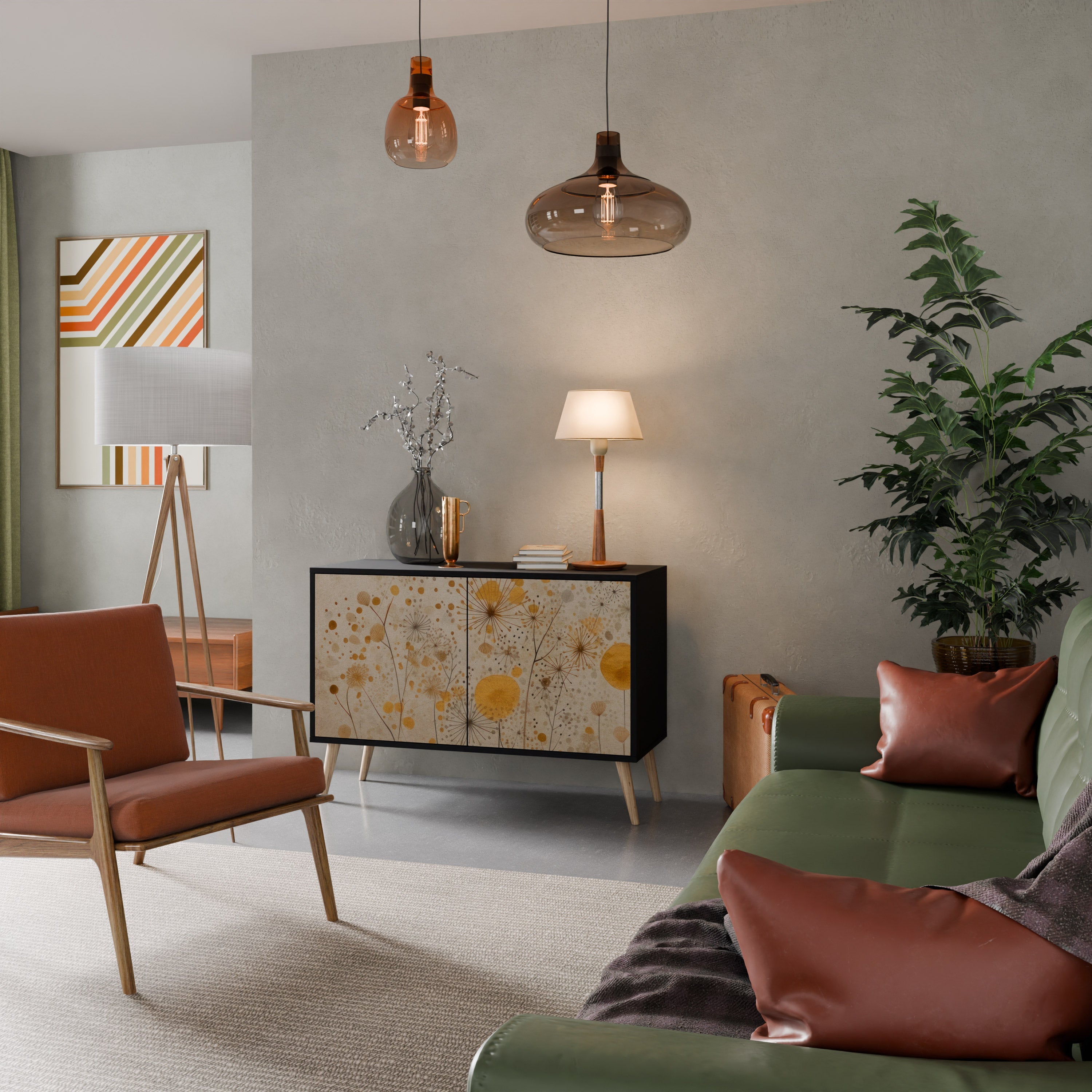 MORNING GLADE 2-Door Sideboard in Black Finish