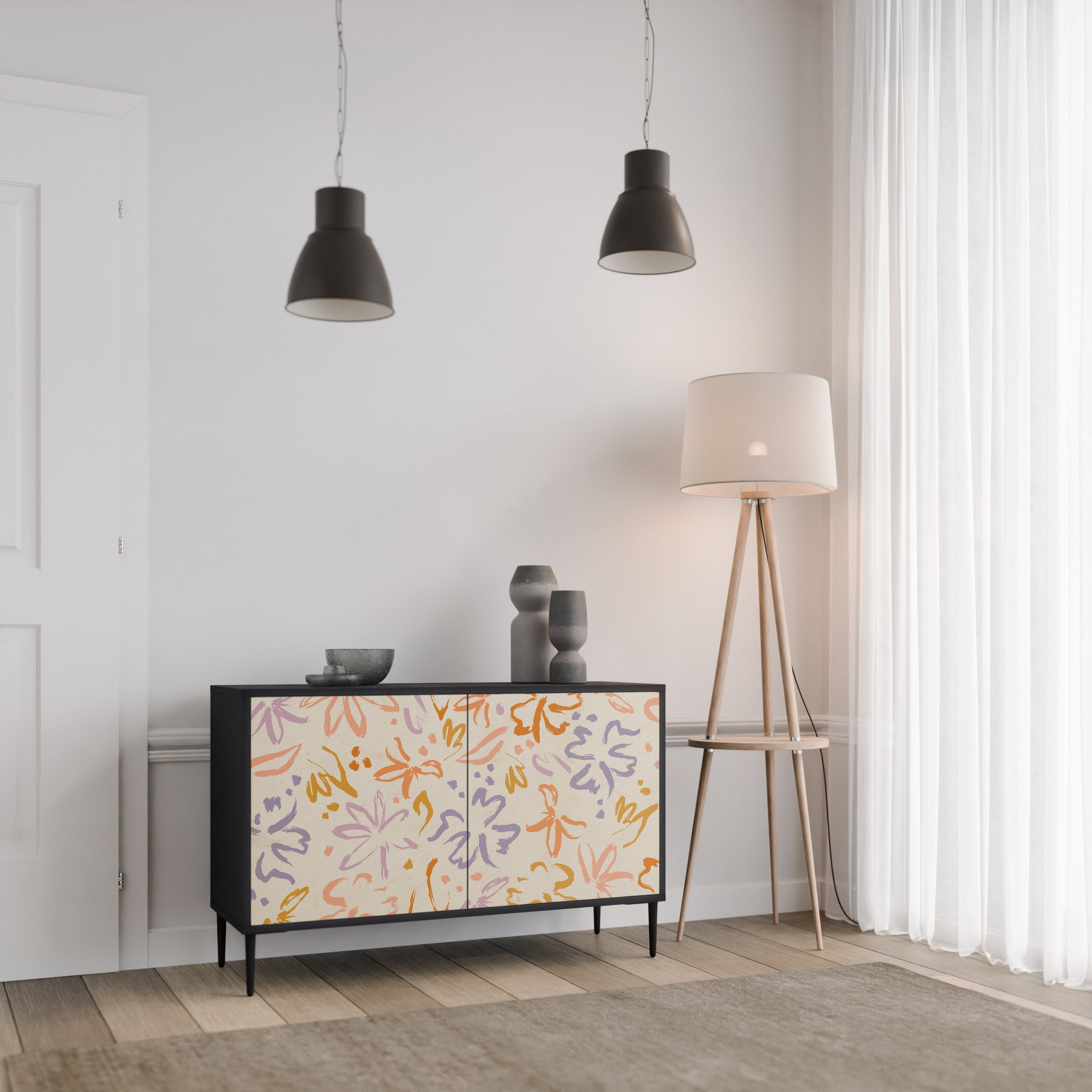 SPRING WHIMSY Sideboard mit 2 Türen in Schwarz