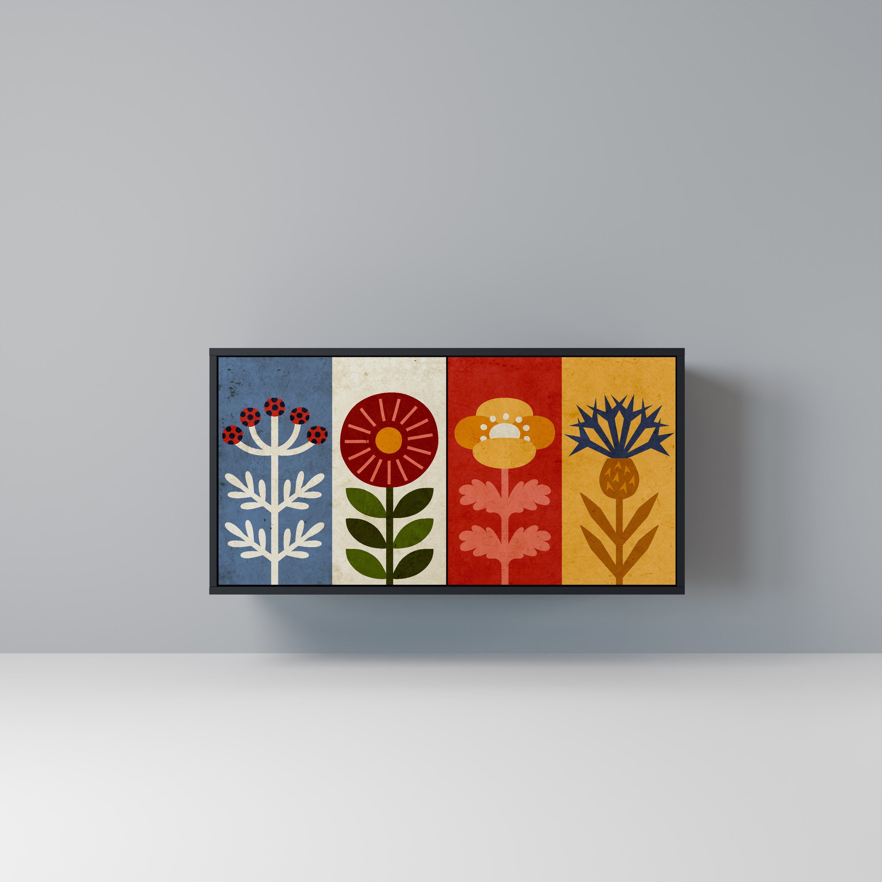 SCANDIC FLOWERET Sideboard mit 2 Türen in Schwarz