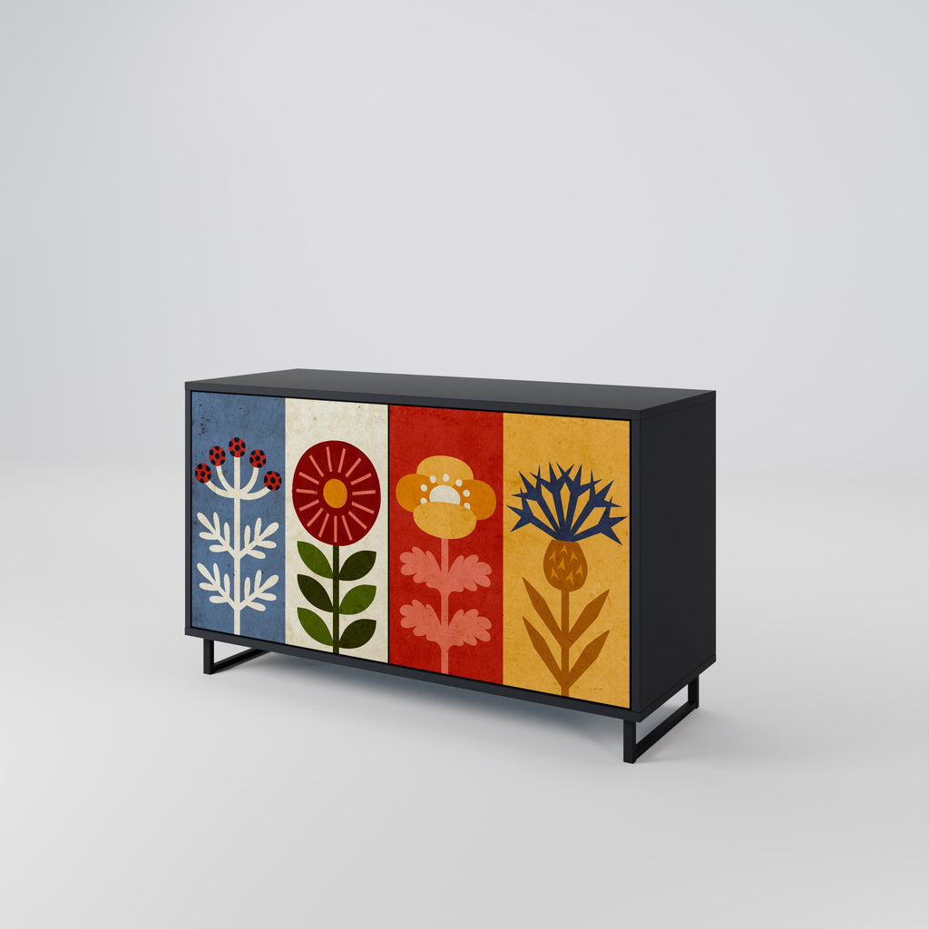 SCANDIC FLOWERET 2-Door Sideboard in Black Finish