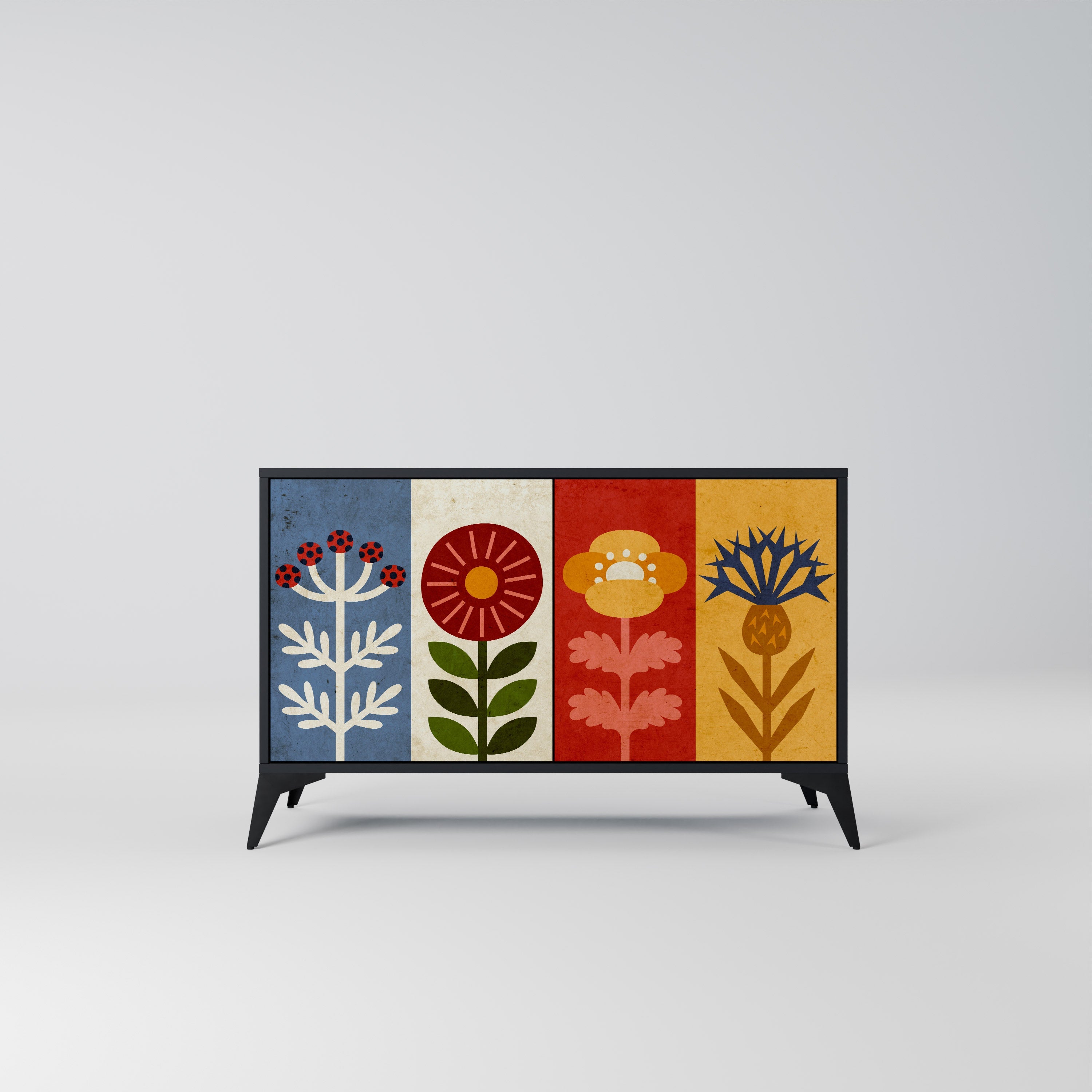 SCANDIC FLOWERET Sideboard mit 2 Türen in Schwarz