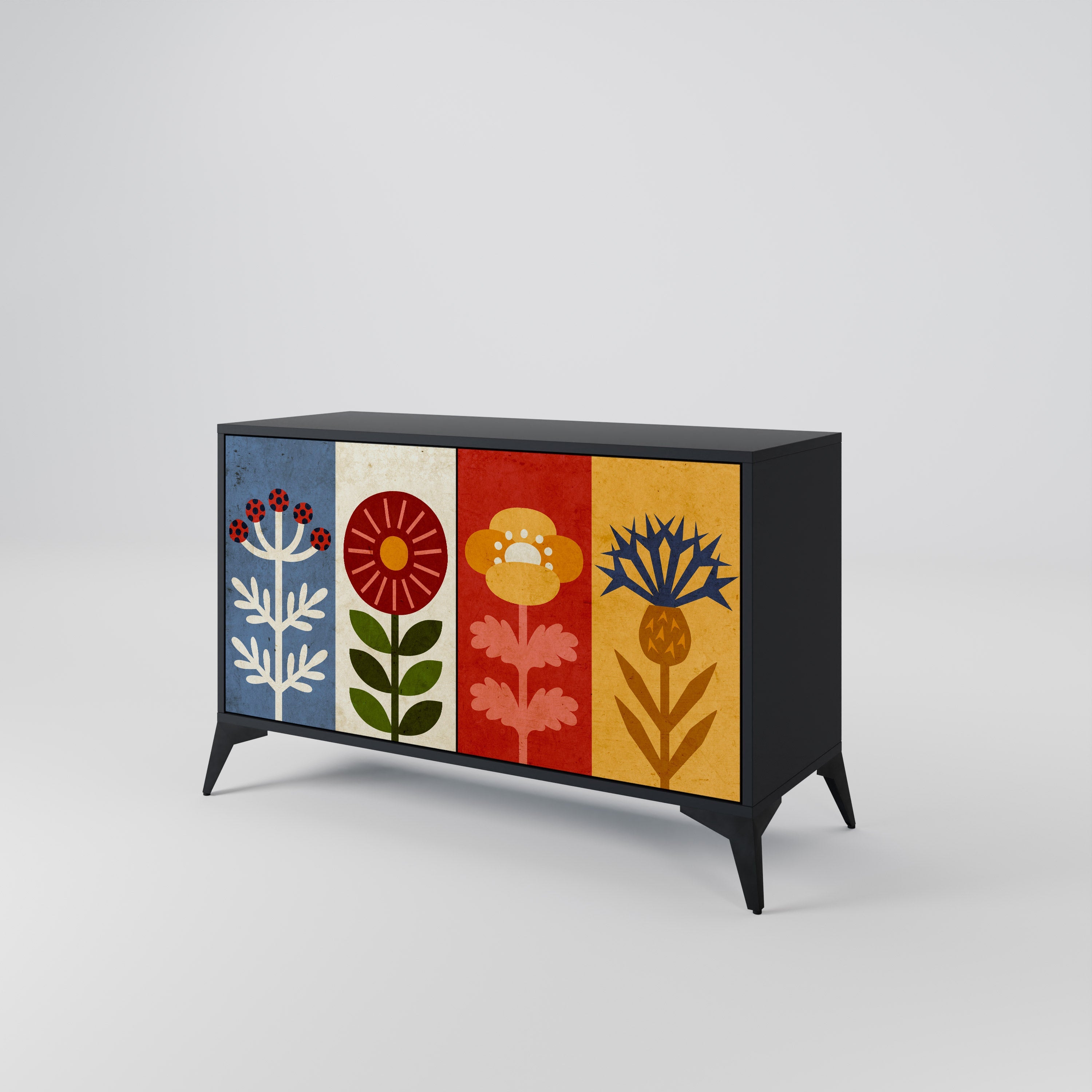 SCANDIC FLOWERET 2-Door Sideboard in Black Finish