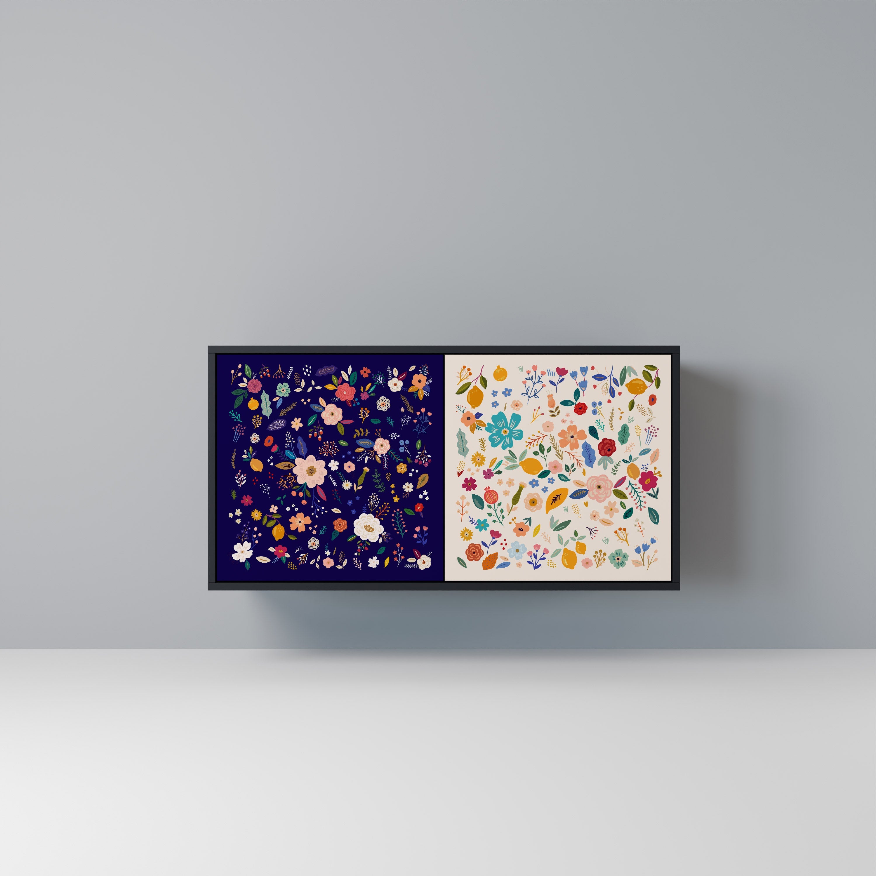 FLORAL COMBINATION Sideboard mit 2 Türen in Schwarz