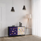 FLORAL COMBINATION 2-Door Sideboard in Black Finish