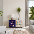 FLORAL COMBINATION 2-Door Sideboard in Black Finish