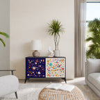 FLORAL COMBINATION 2-Door Sideboard in Black Finish