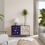 FLORAL COMBINATION 2-Door Sideboard in Black Finish