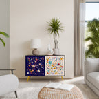 FLORAL COMBINATION 2-Door Sideboard in Black Finish