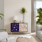 FLORAL COMBINATION 2-Door Sideboard in Black Finish