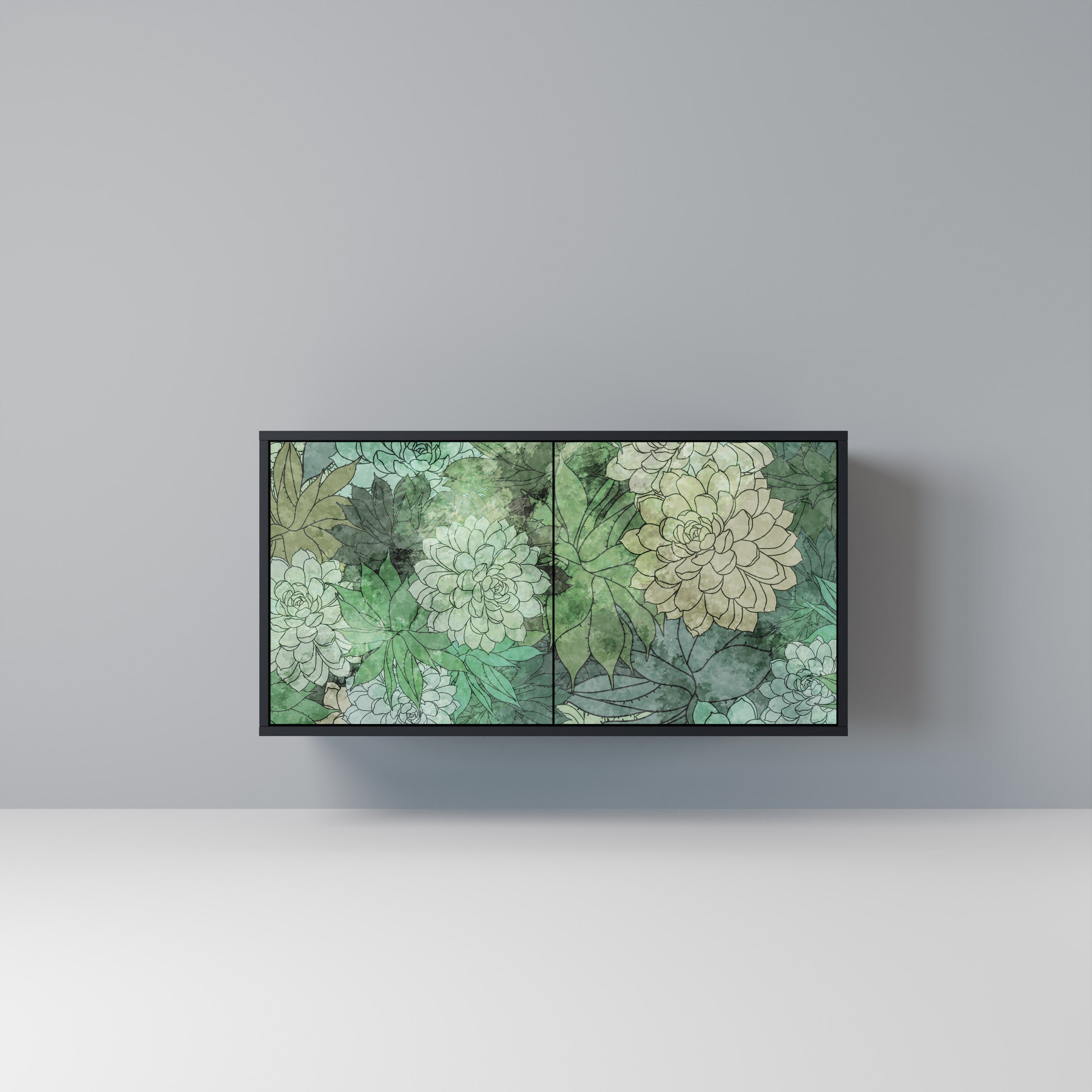 SUCCULENT CLUSTER Sideboard mit 2 Türen in Schwarz