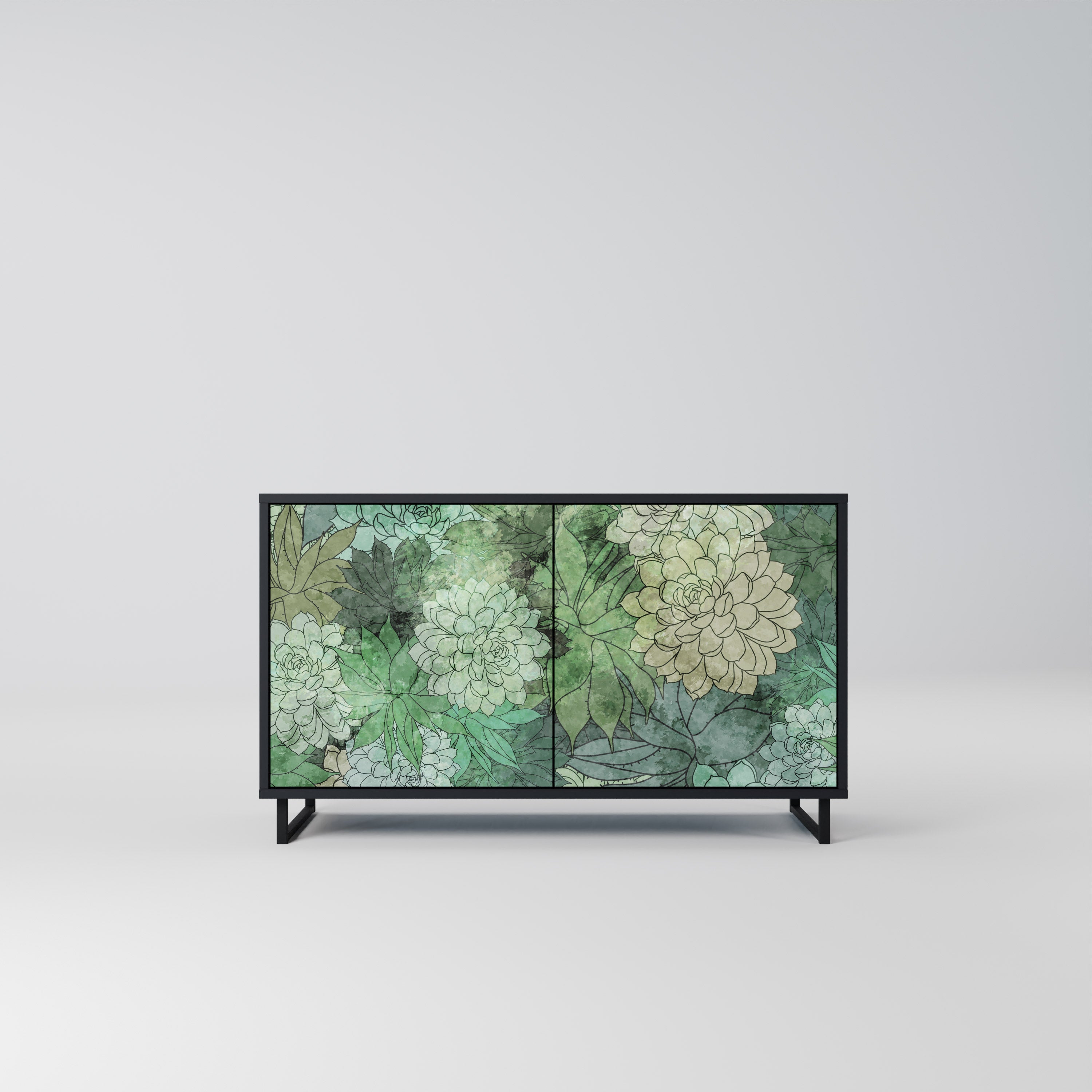 SUCCULENT CLUSTER Sideboard mit 2 Türen in Schwarz