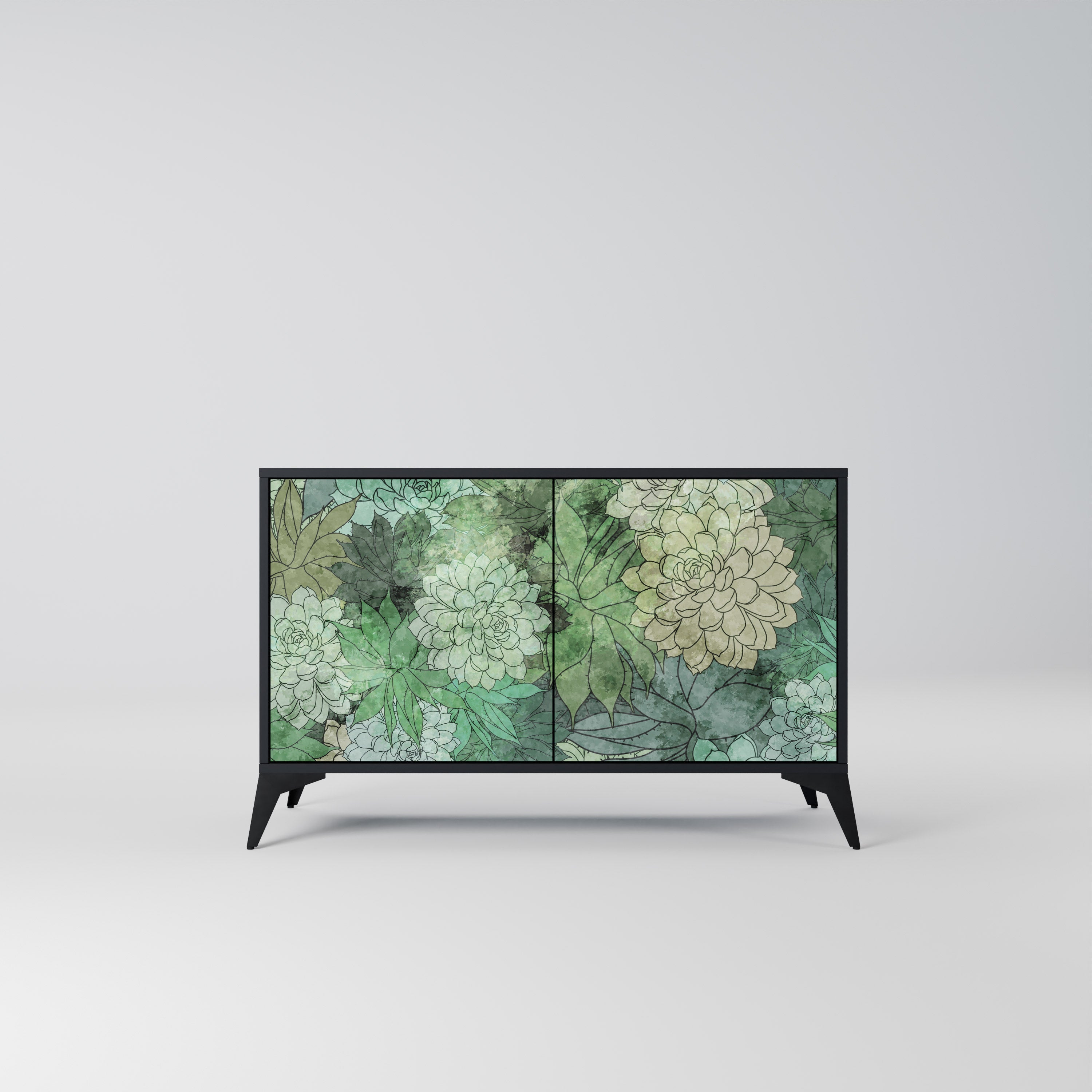 SUCCULENT CLUSTER Sideboard mit 2 Türen in Schwarz