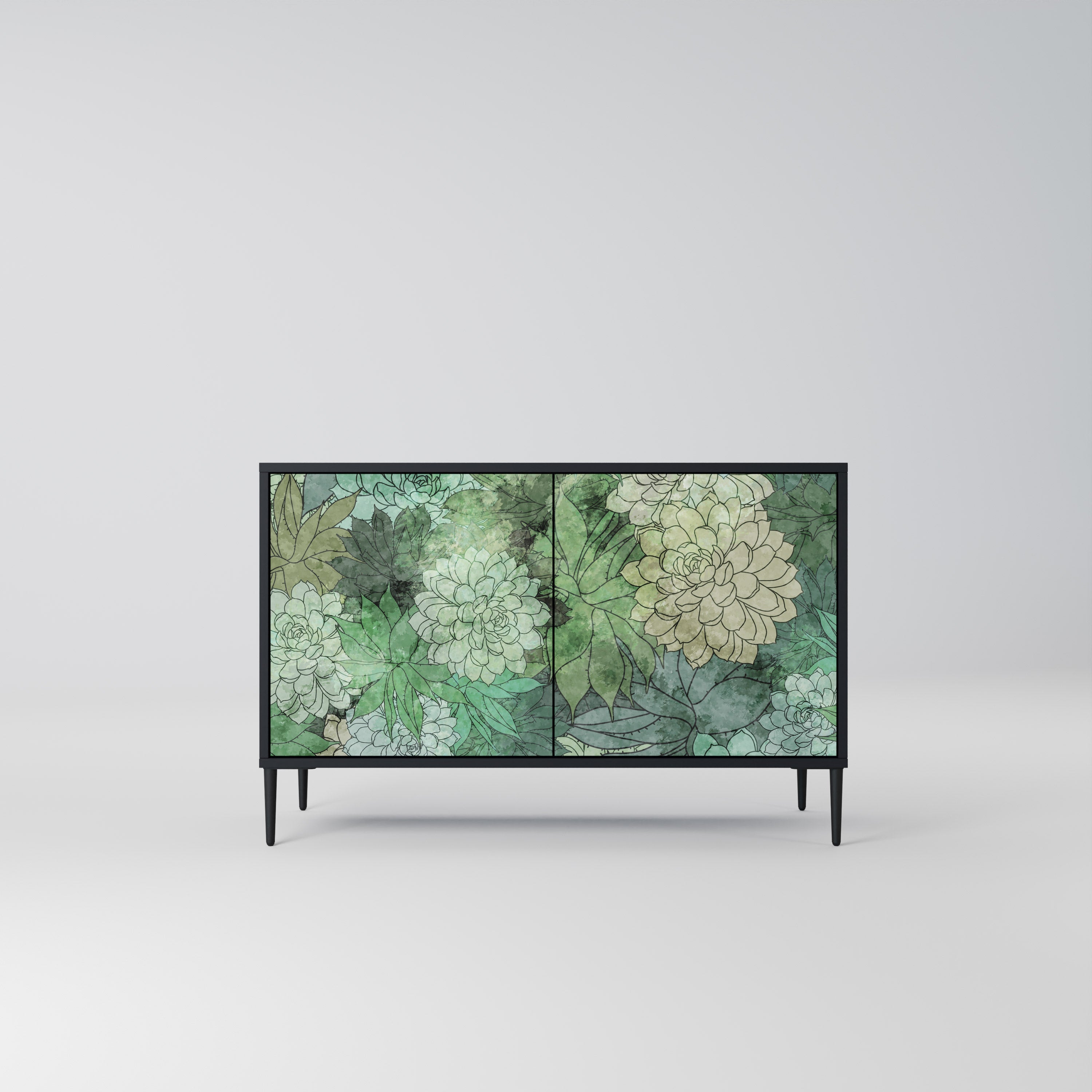 SUCCULENT CLUSTER Sideboard mit 2 Türen in Schwarz