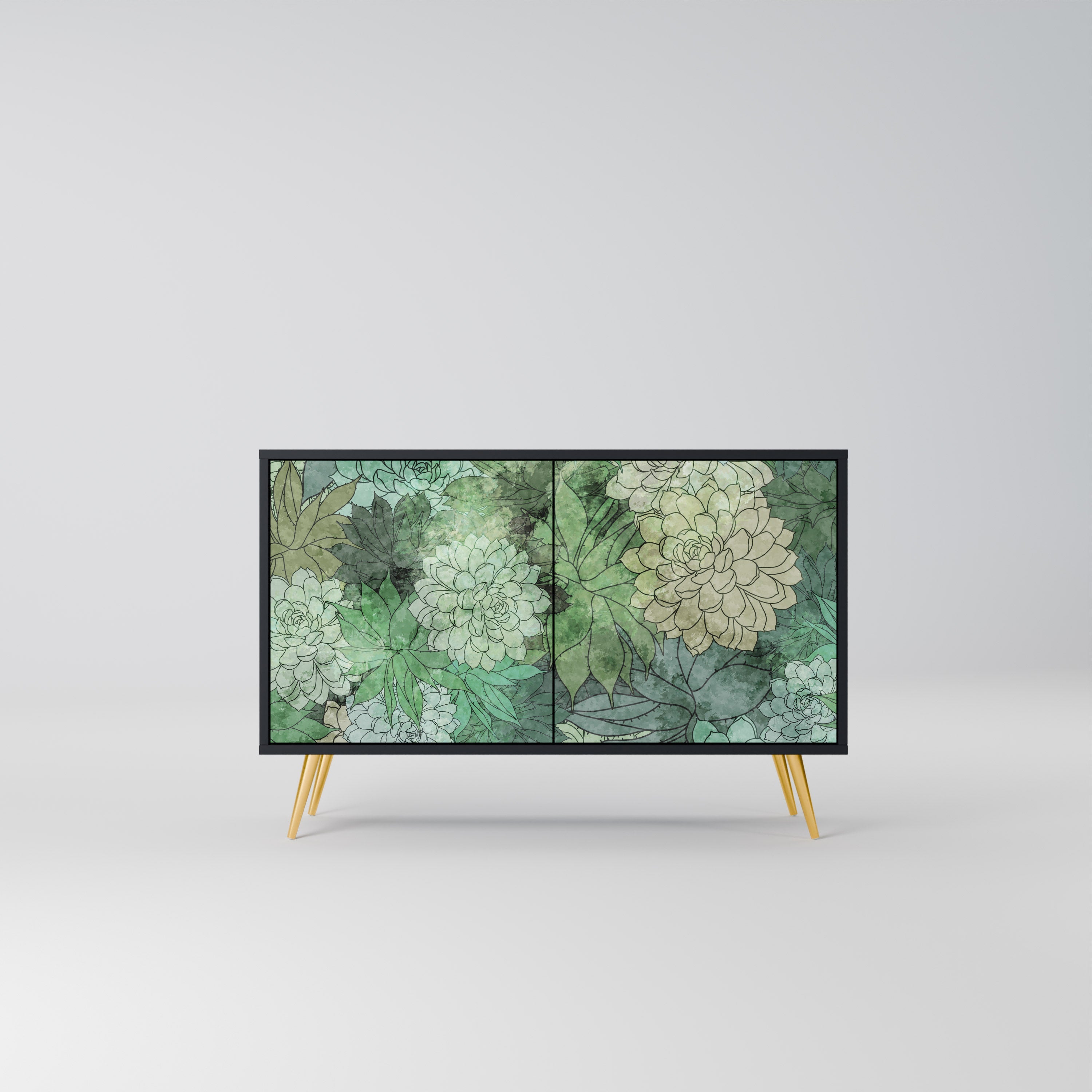 SUCCULENT CLUSTER Sideboard mit 2 Türen in Schwarz