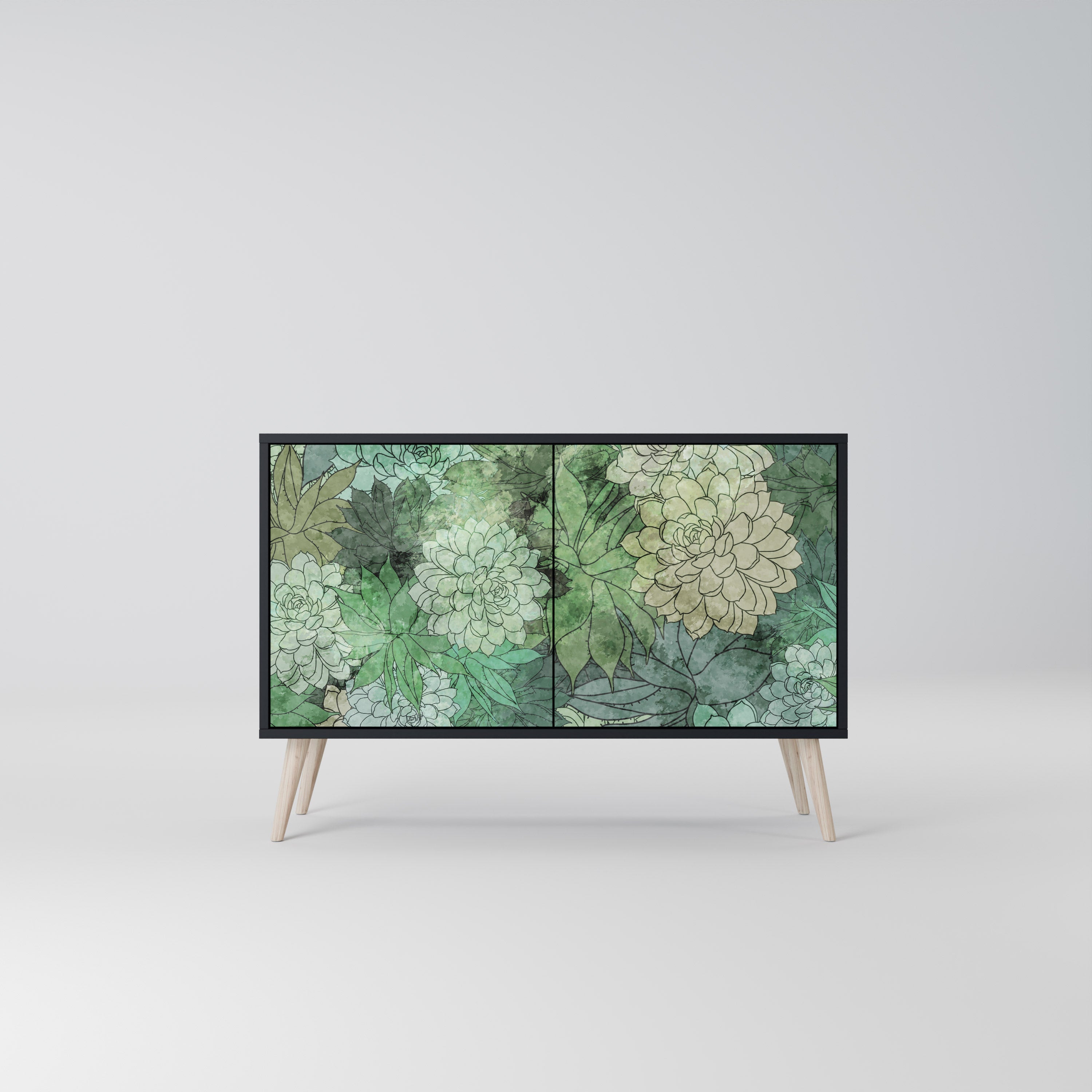 SUCCULENT CLUSTER Sideboard mit 2 Türen in Schwarz