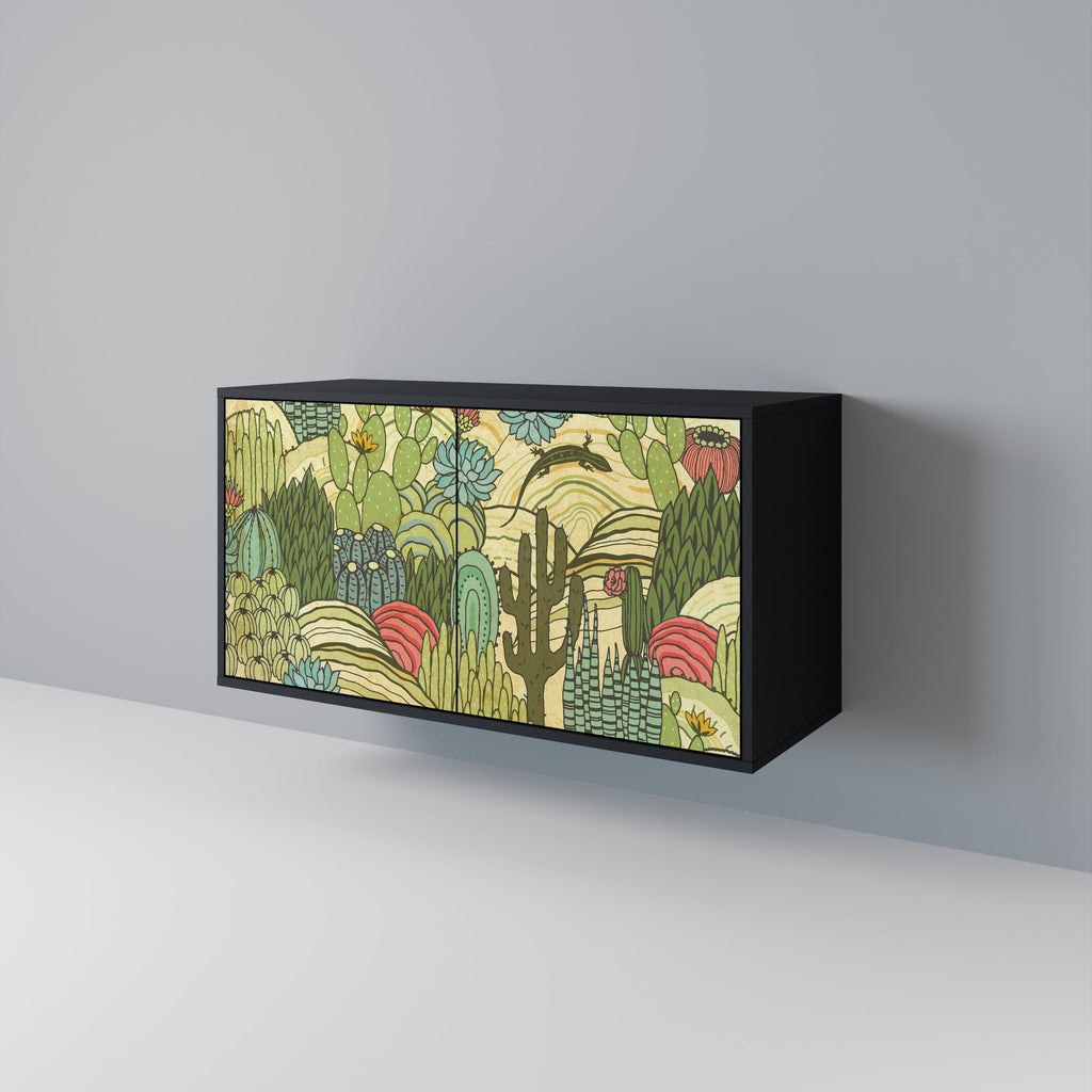 SUCCULENTS KALEIDOSCOPE 2-Door Sideboard in Black Finish