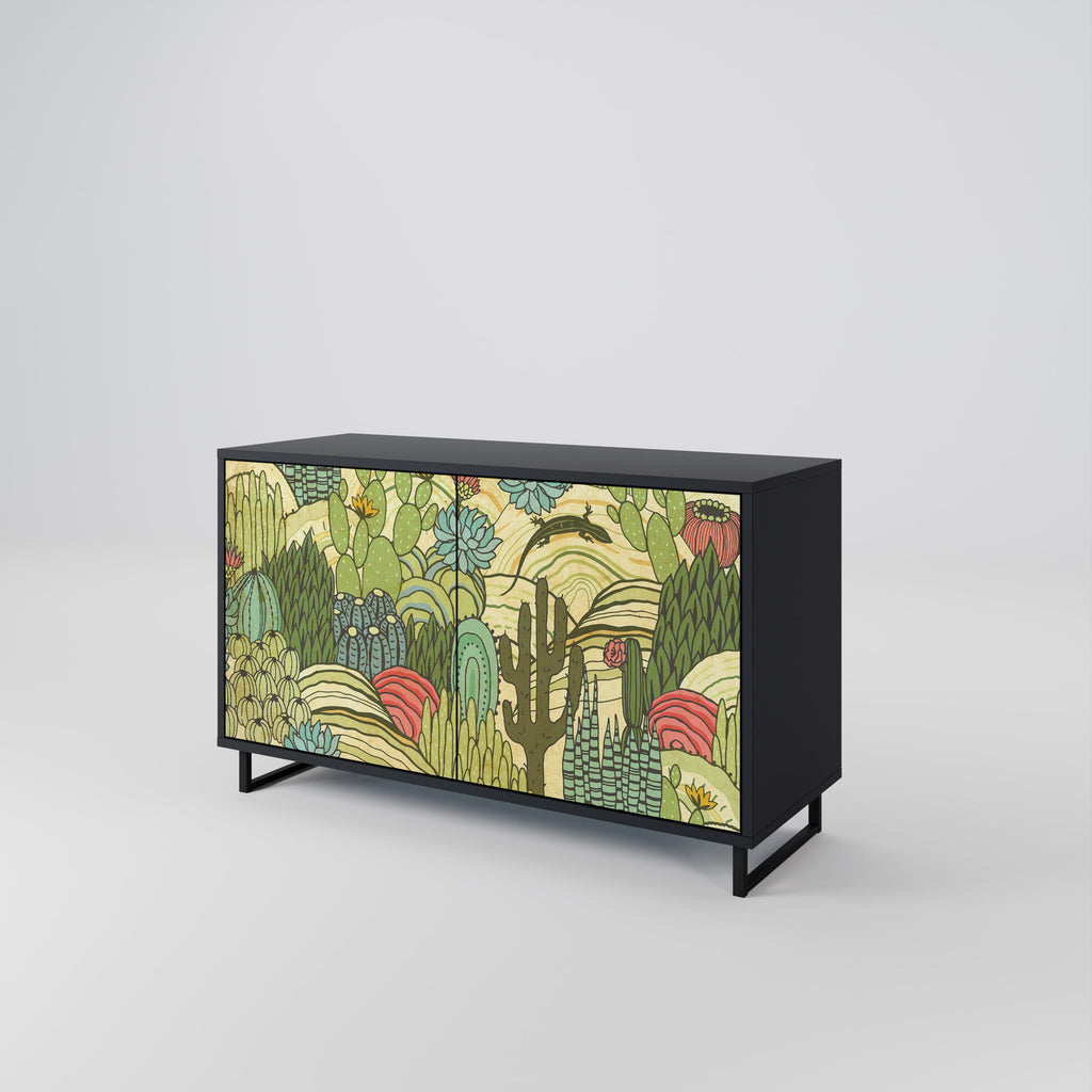 SUCCULENTS KALEIDOSCOPE 2-Door Sideboard in Black Finish