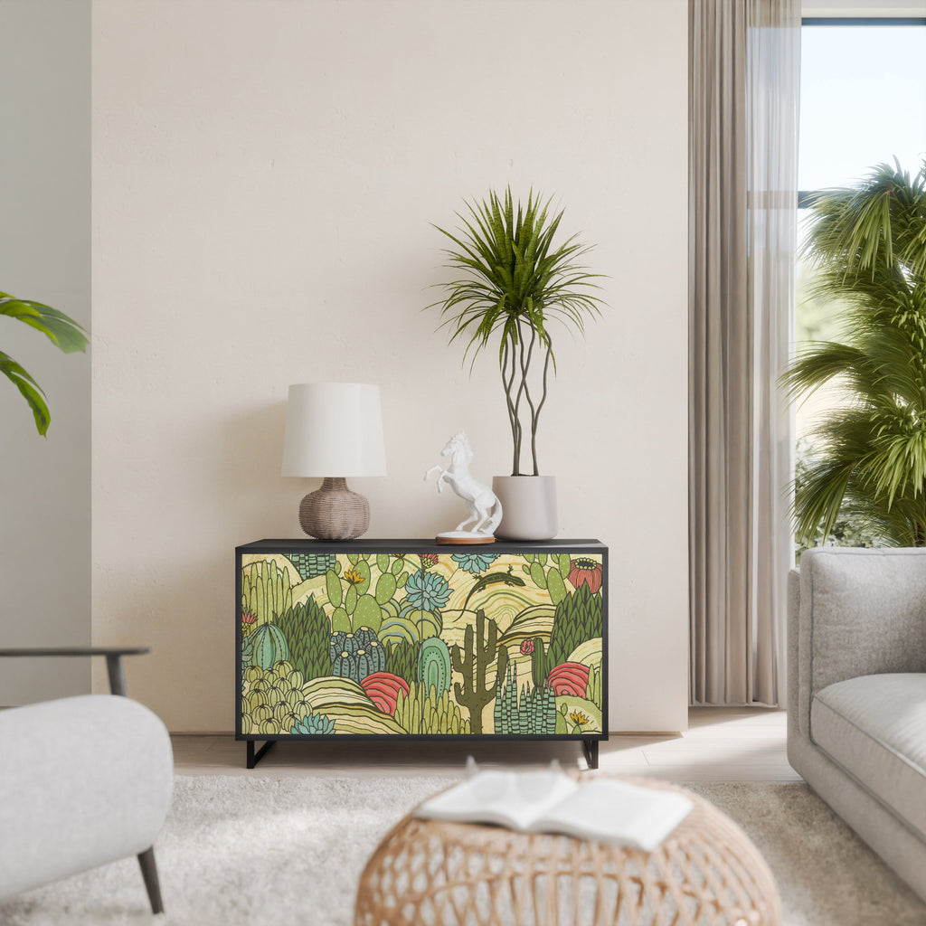 SUCCULENTS KALEIDOSCOPE 2-Door Sideboard in Black Finish