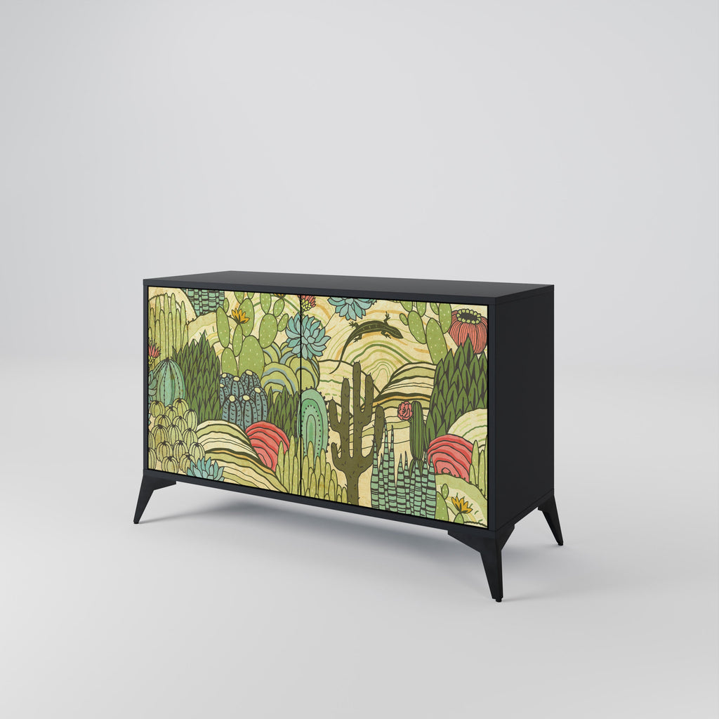 SUCCULENTS KALEIDOSCOPE 2-Door Sideboard in Black Finish