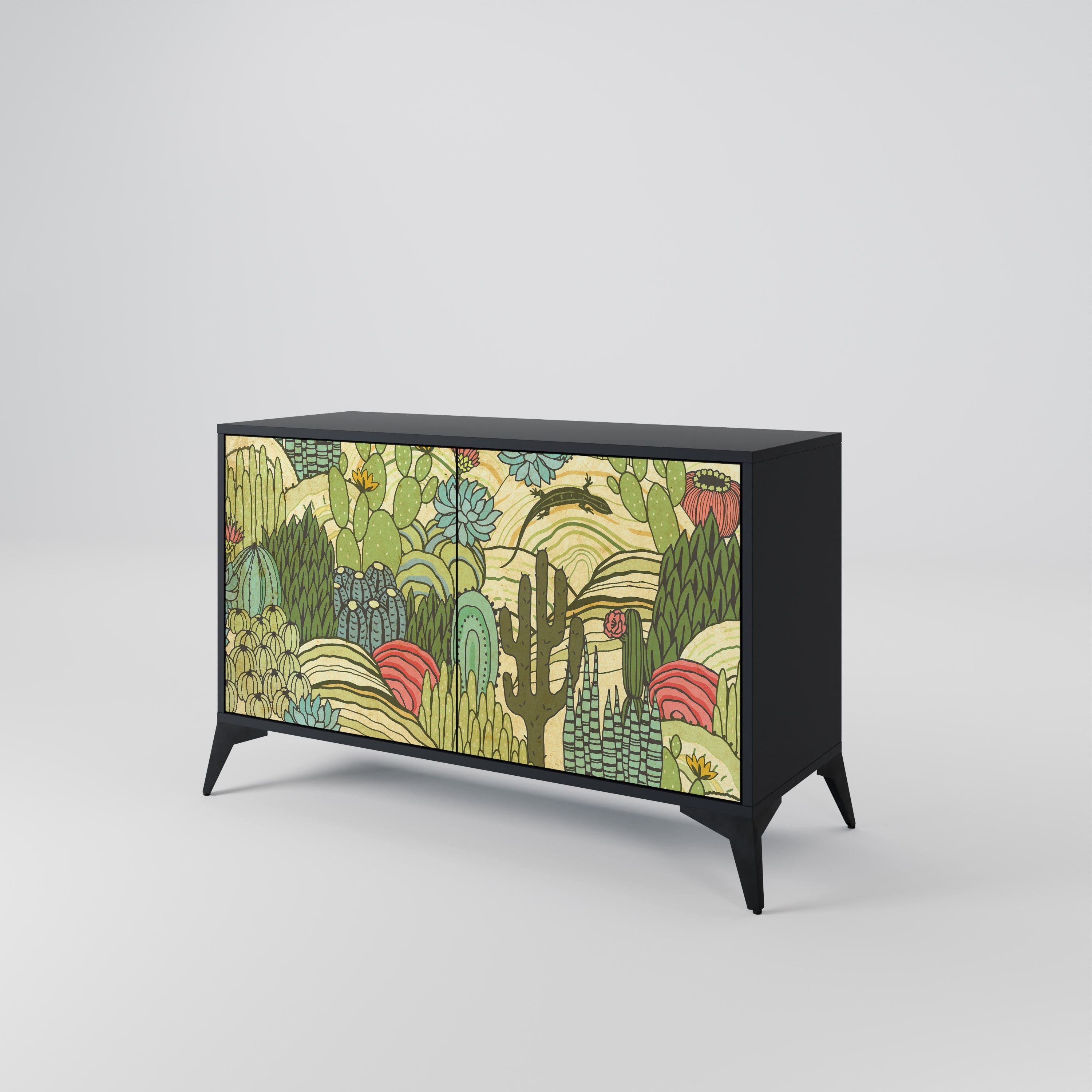 SUCCULENTS KALEIDOSCOPE 2-Door Sideboard in Black Finish