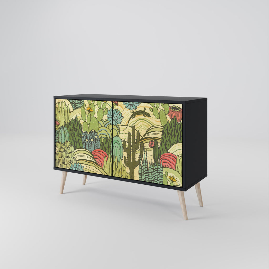 SUCCULENTS KALEIDOSCOPE 2-Door Sideboard in Black Finish