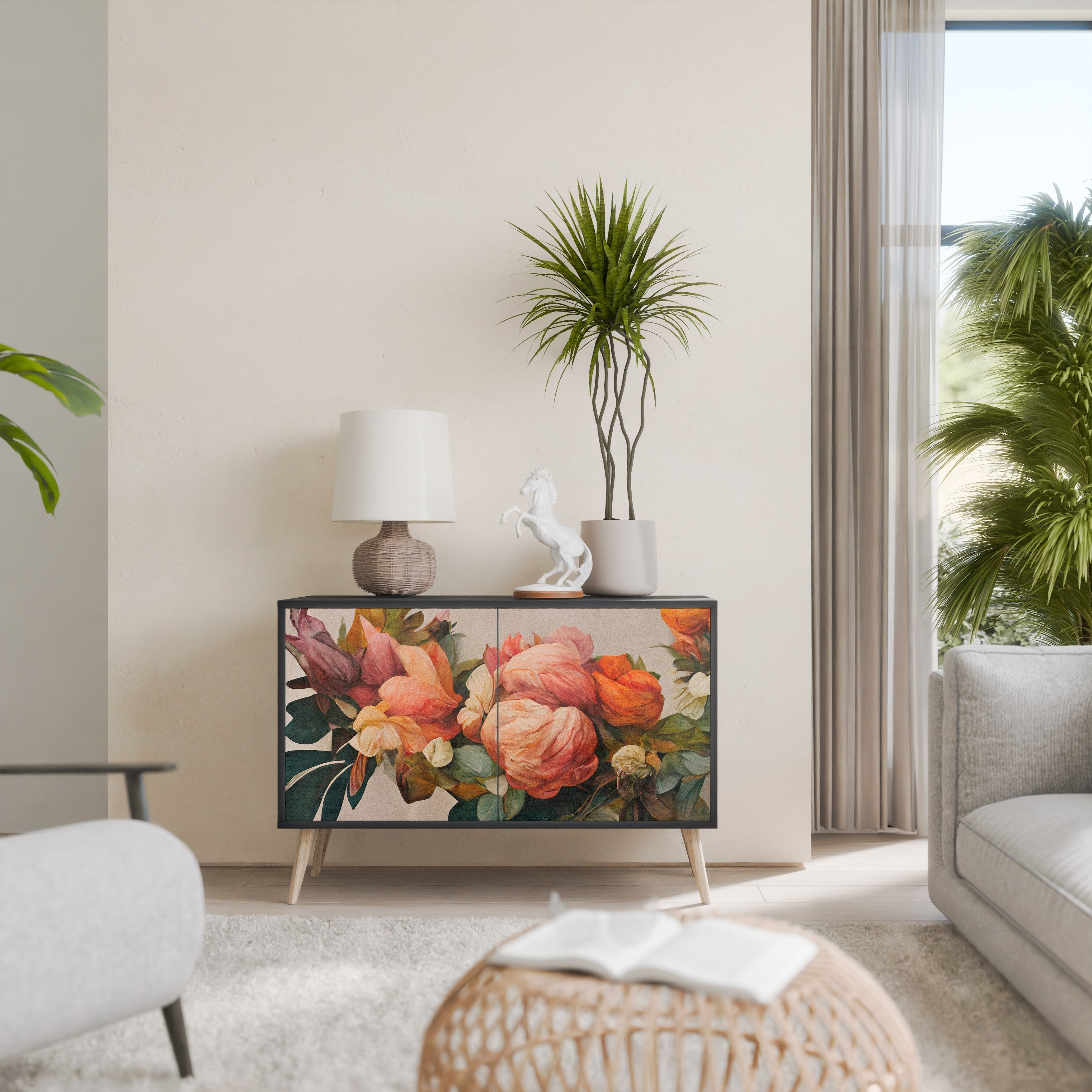 STYLISH BEAUTY Sideboard mit 2 Türen in Schwarz