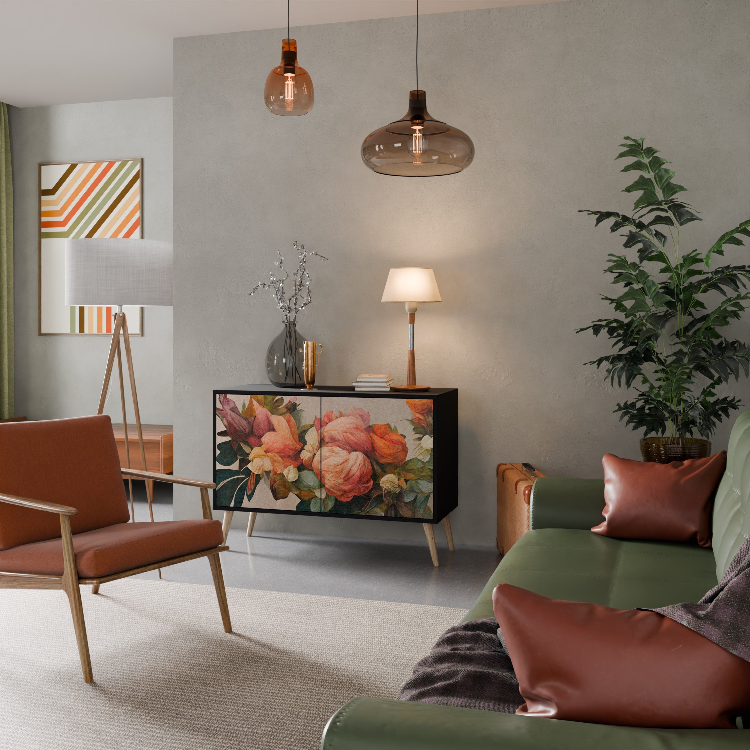 STYLISH BEAUTY Sideboard mit 2 Türen in Schwarz