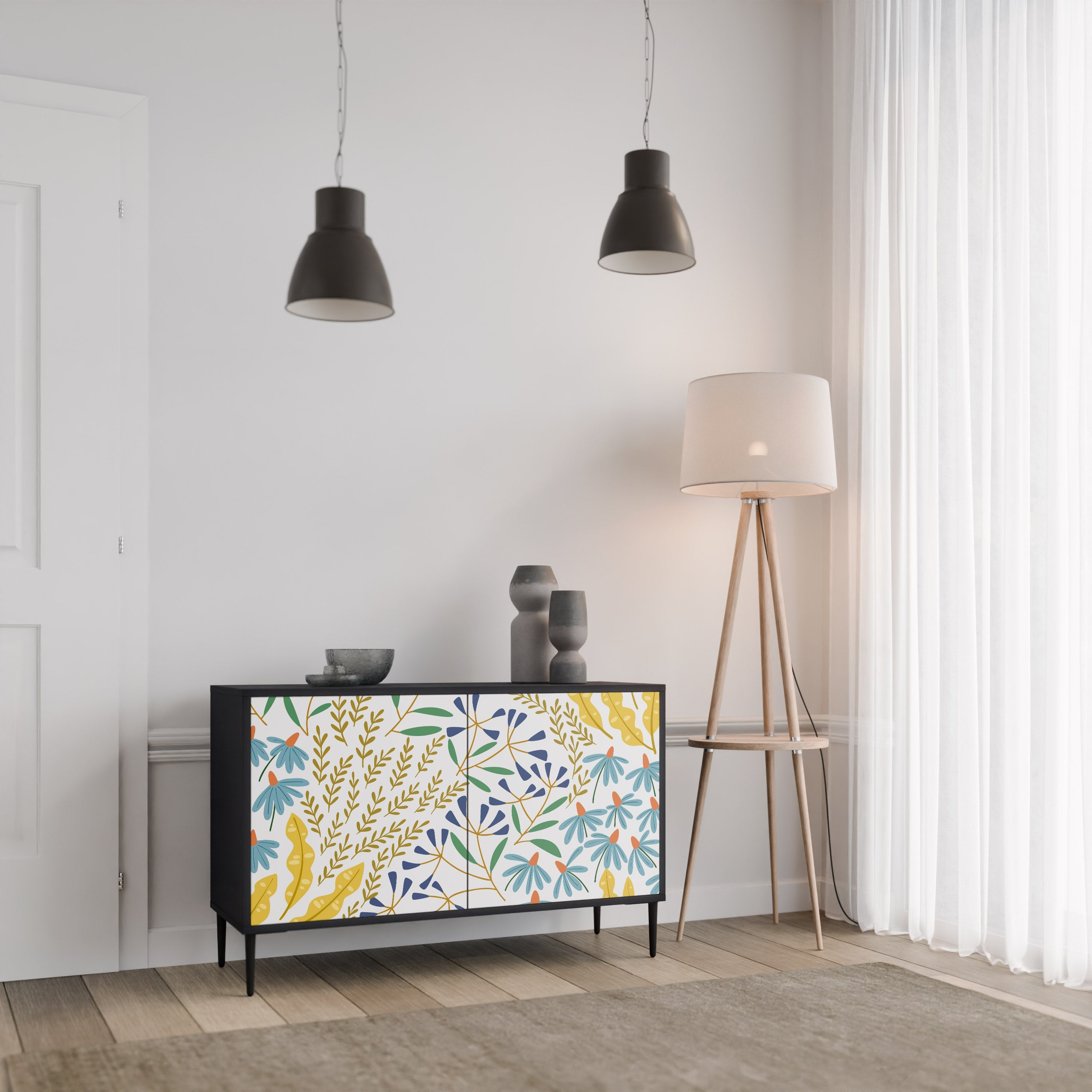 HELLO SPRING Sideboard mit 2 Türen in Schwarz