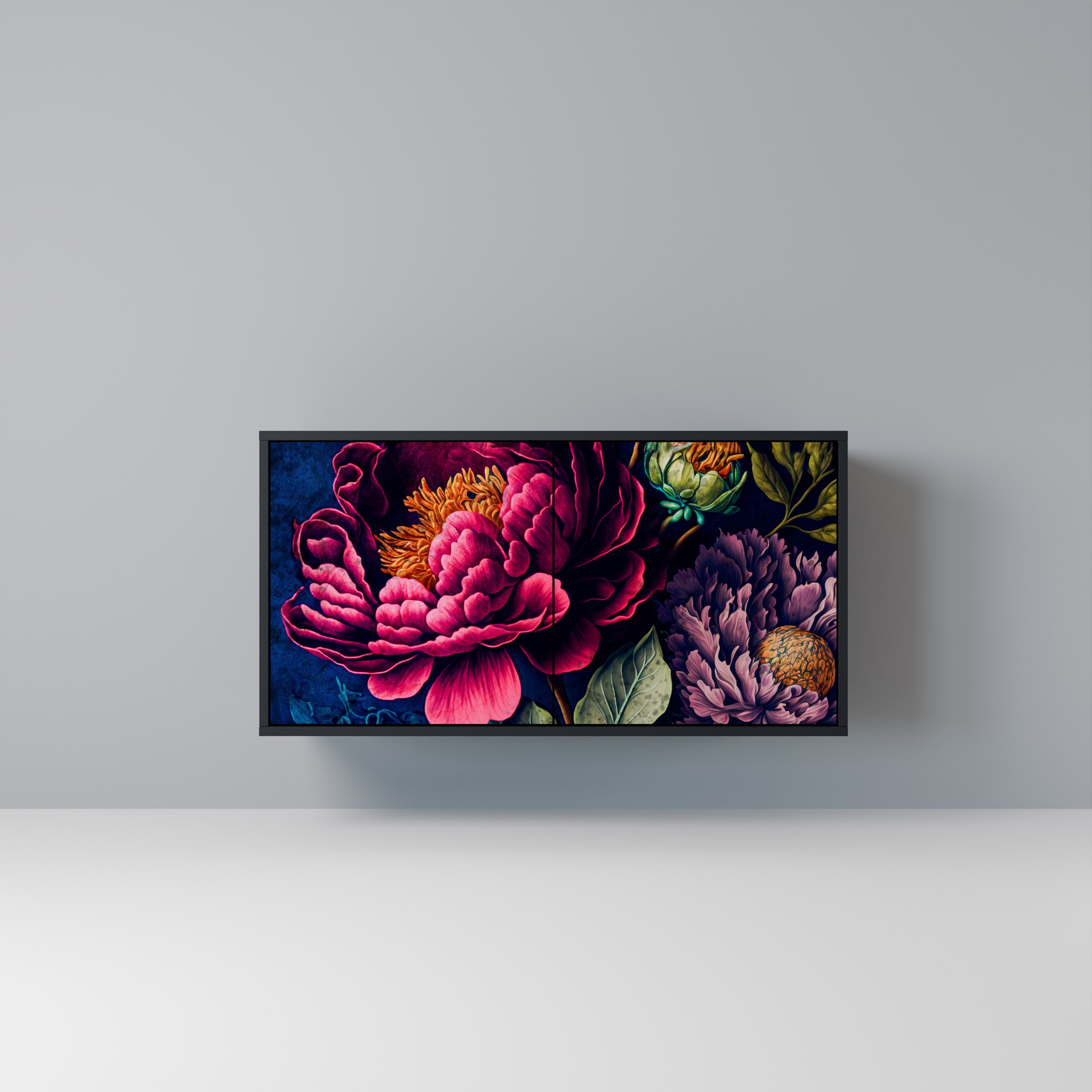 BLOOMING ELEGANCE Sideboard mit 2 Türen in Schwarz