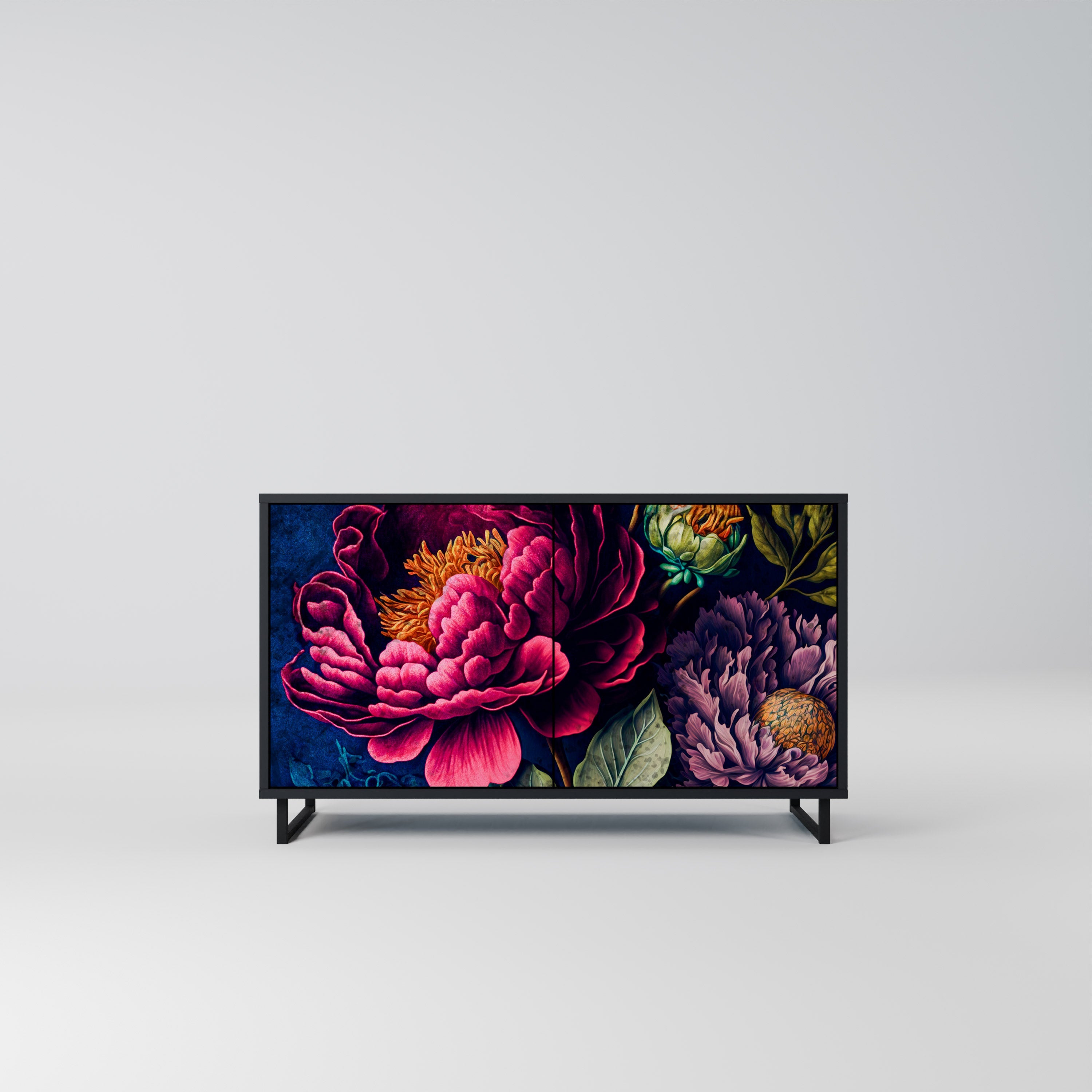 BLOOMING ELEGANCE Sideboard mit 2 Türen in Schwarz