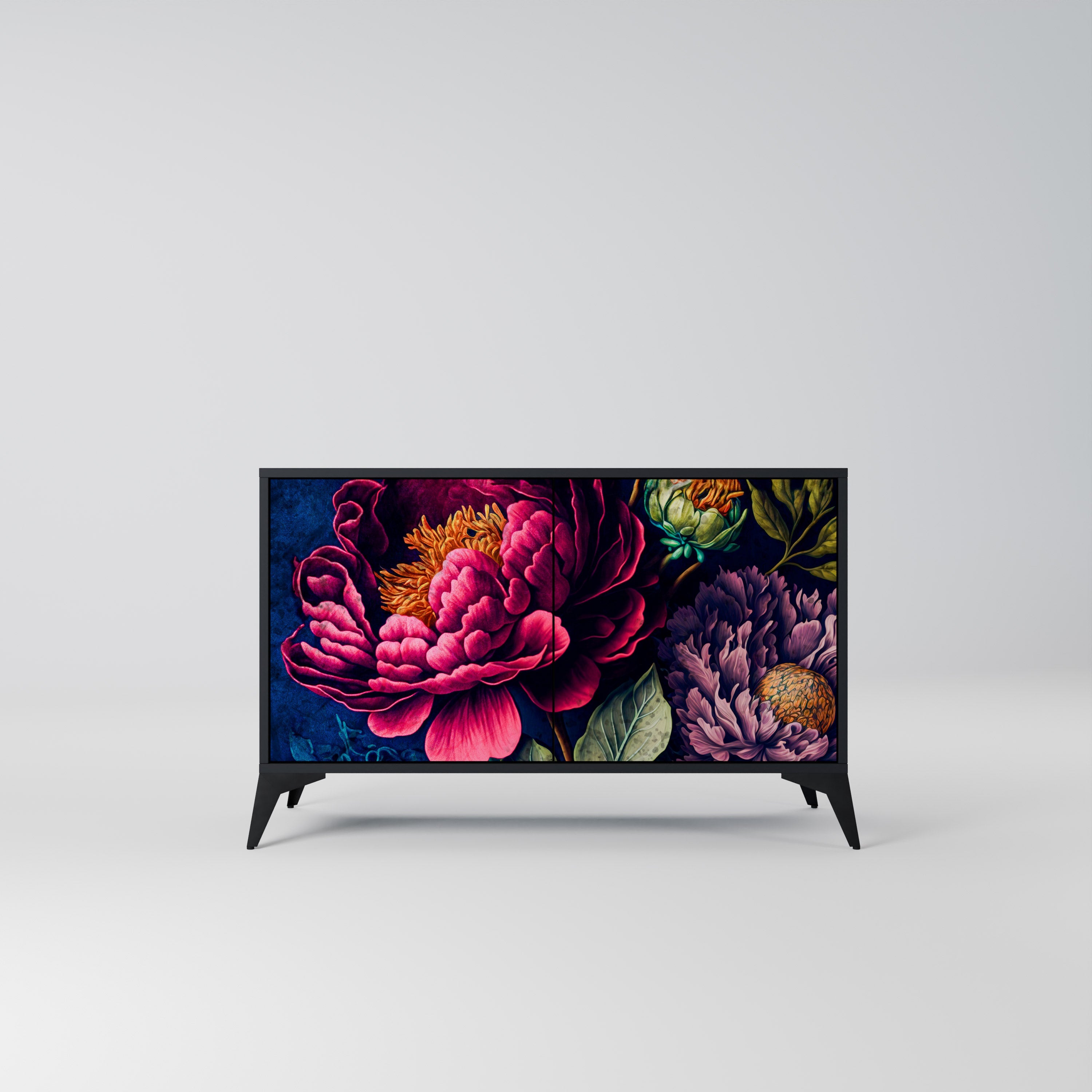 BLOOMING ELEGANCE Sideboard mit 2 Türen in Schwarz