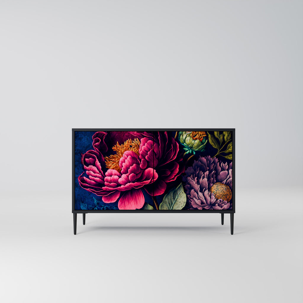 BLOOMING ELEGANCE 2-Door Sideboard in Black Finish