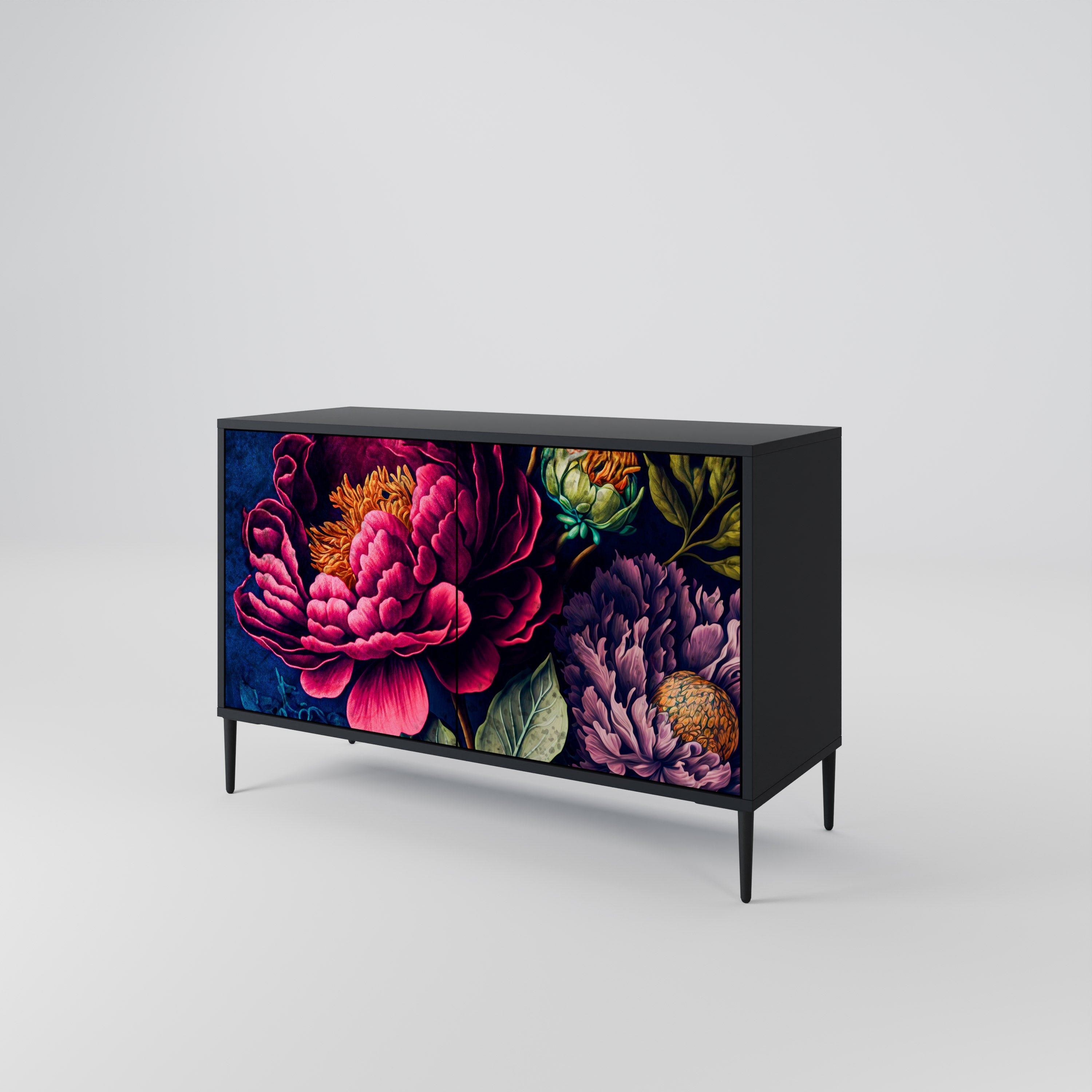 BLOOMING ELEGANCE Sideboard mit 2 Türen in Schwarz