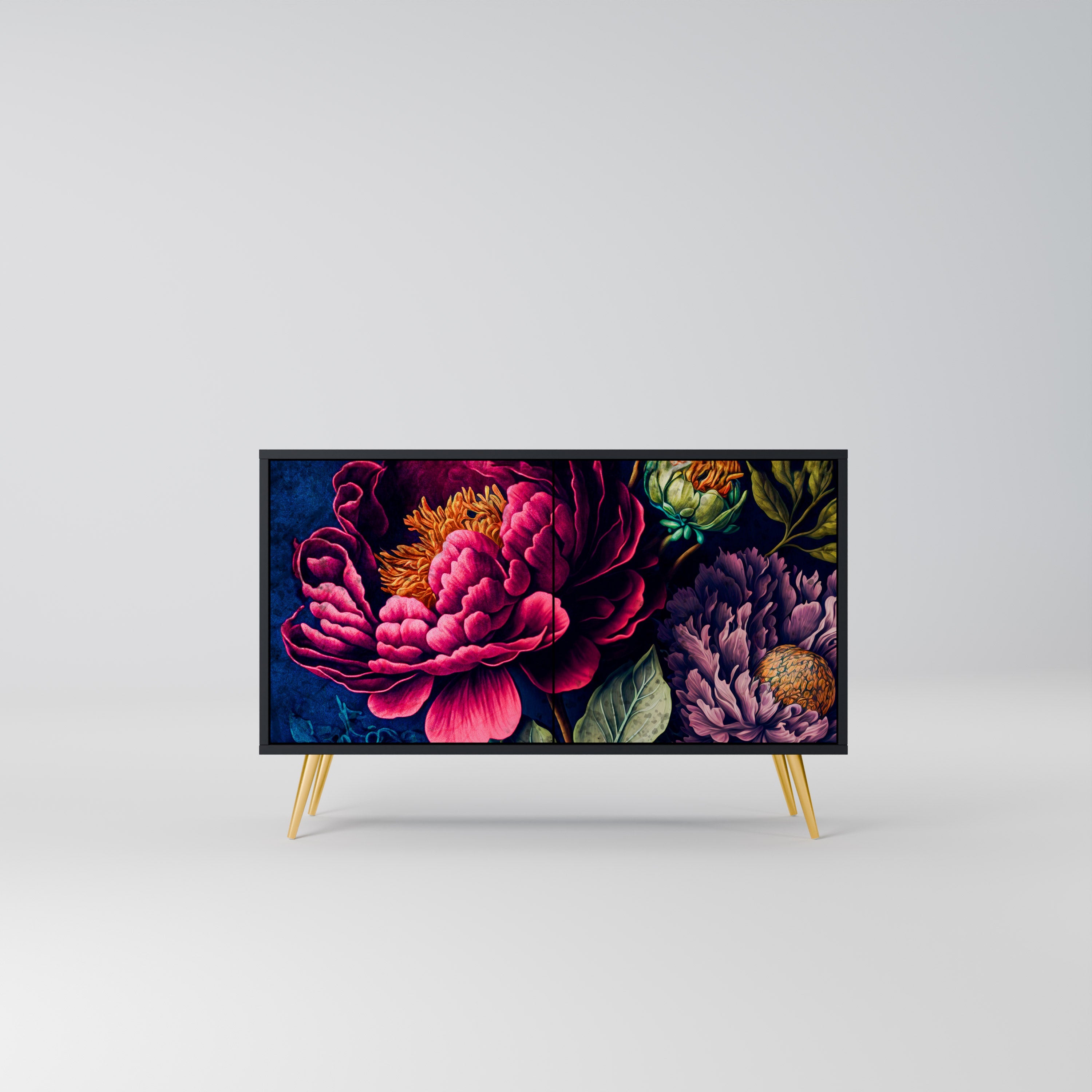 BLOOMING ELEGANCE Sideboard mit 2 Türen in Schwarz