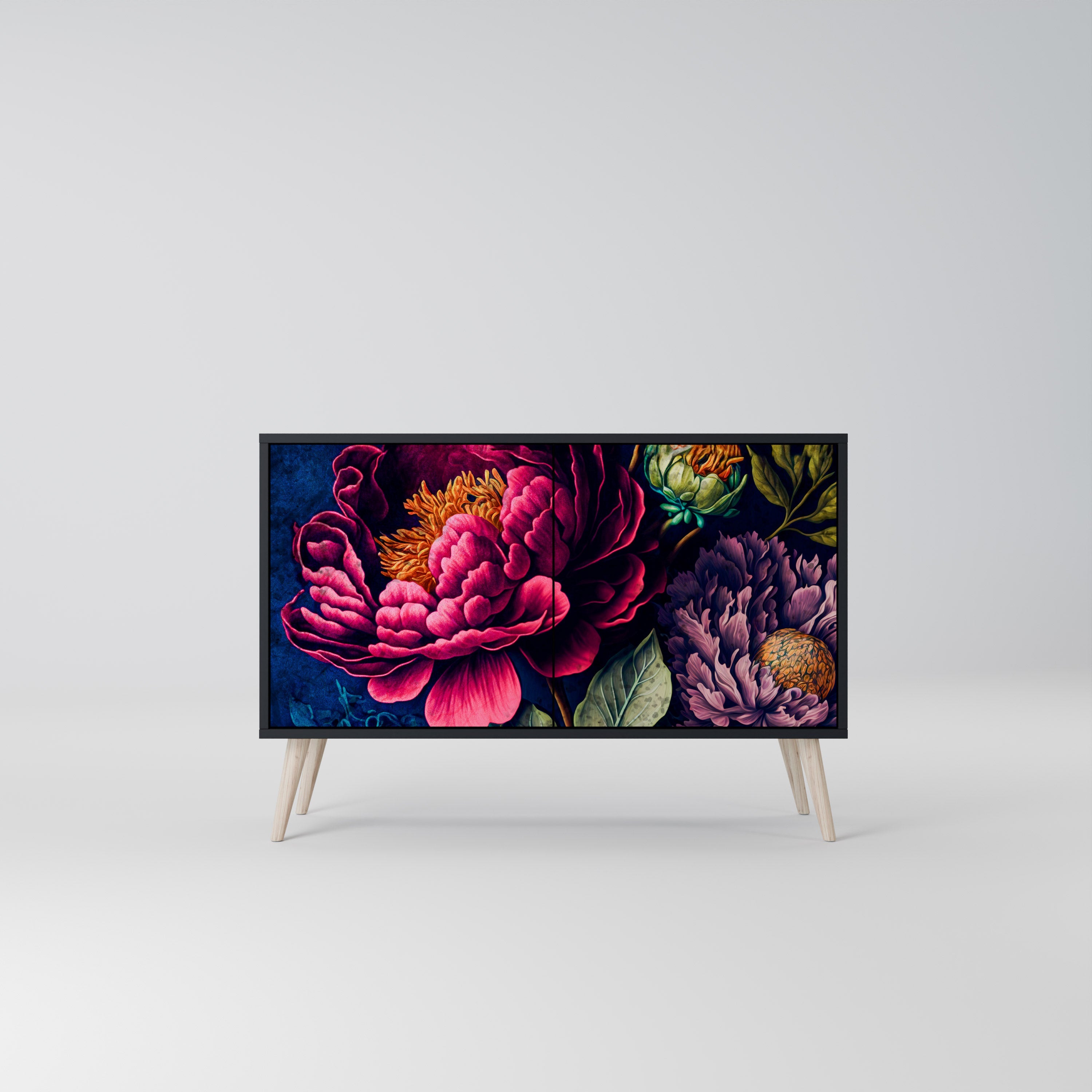 BLOOMING ELEGANCE Sideboard mit 2 Türen in Schwarz
