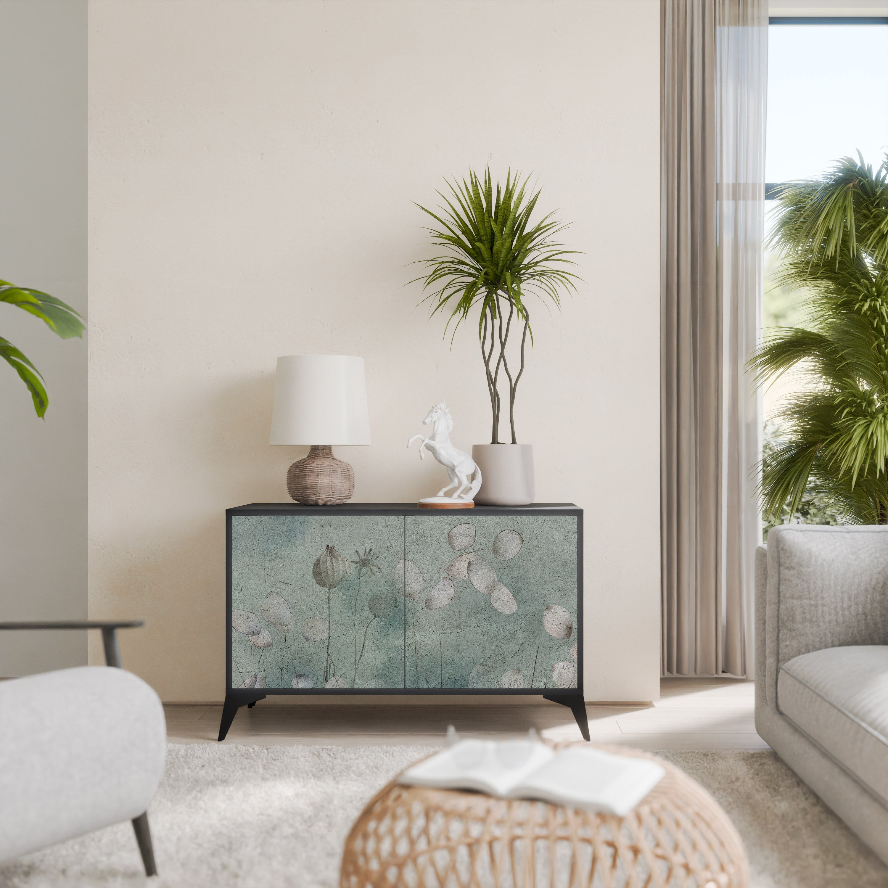NIGHT LADY Sideboard mit 2 Türen in Schwarz