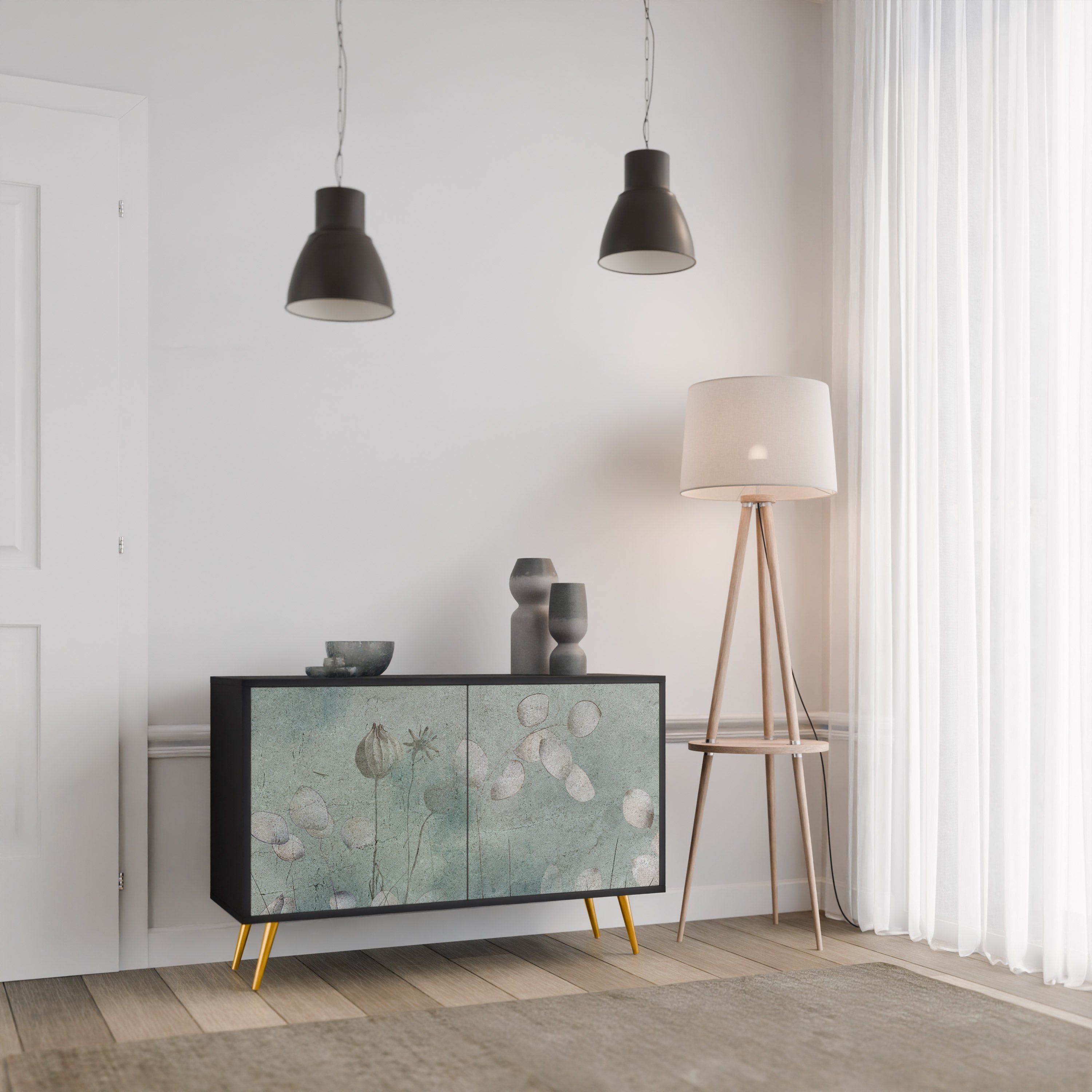 NIGHT LADY Sideboard mit 2 Türen in Schwarz