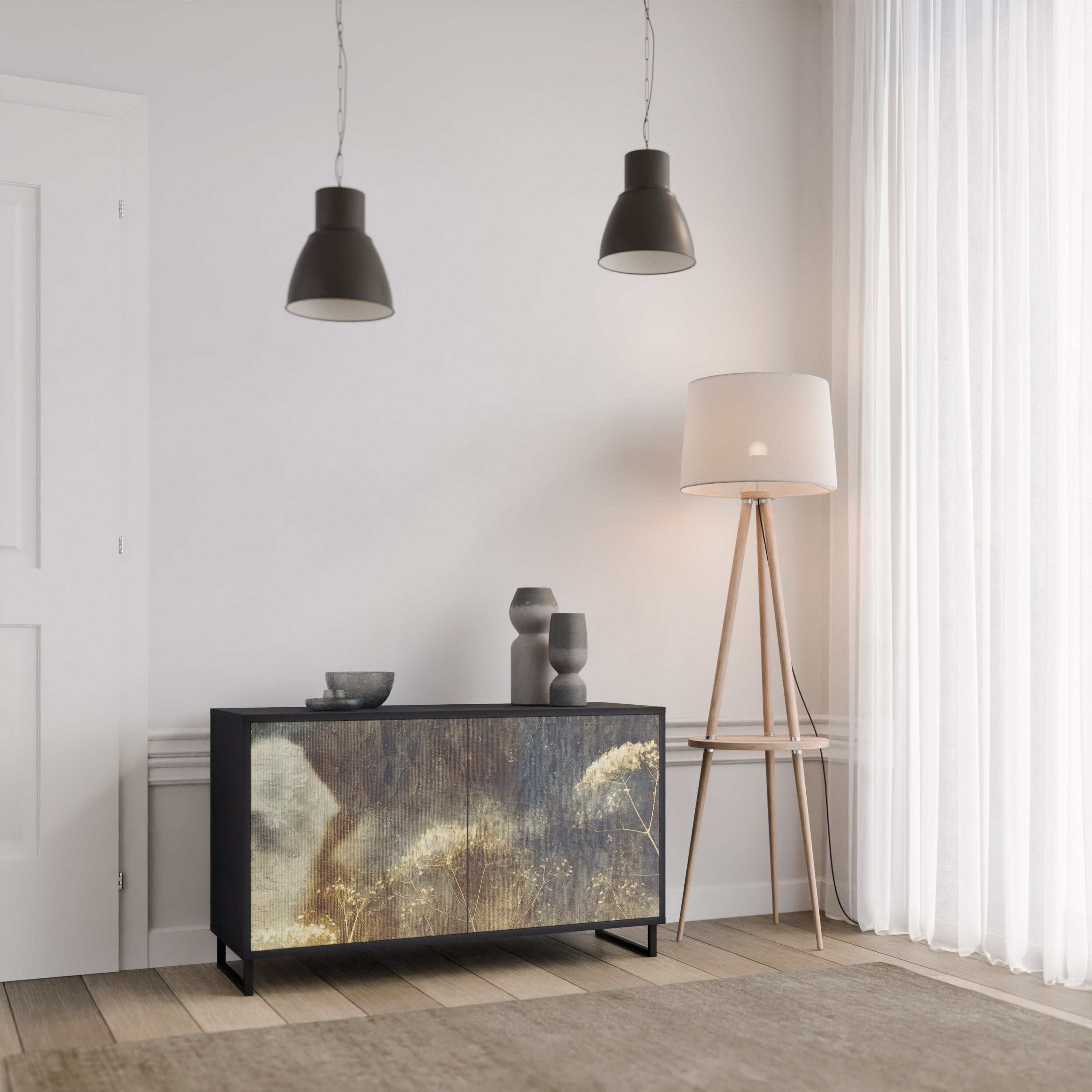 GENTLE POWER 2-Door Sideboard in Black Finish