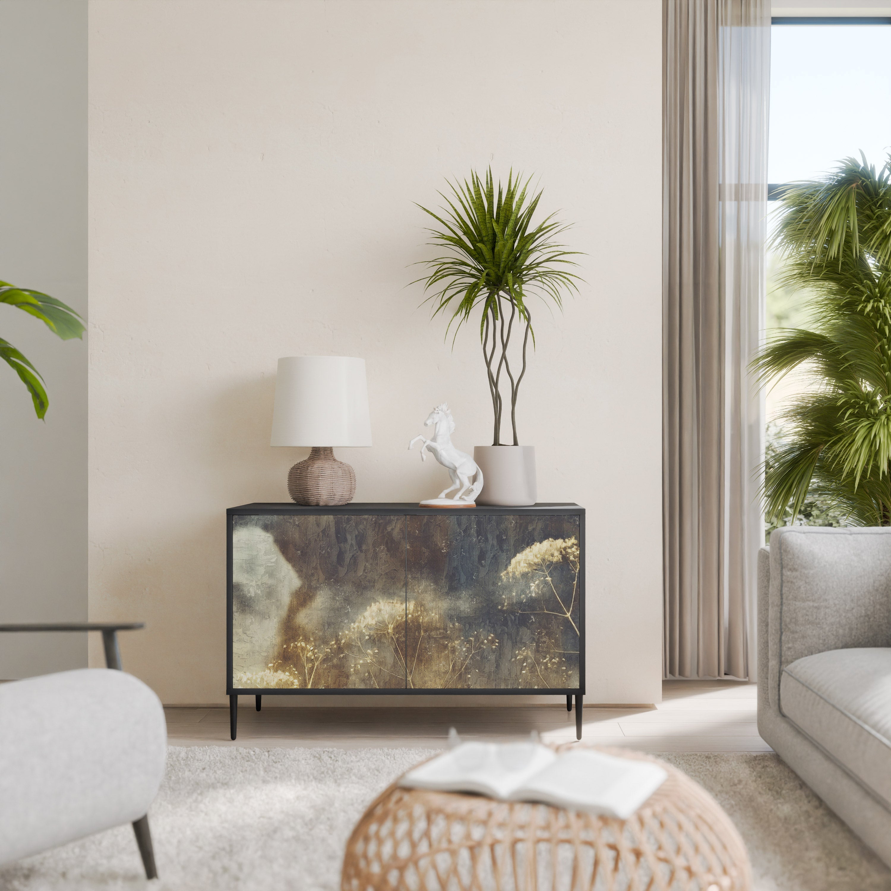 GENTLE POWER Sideboard mit 2 Türen in Schwarz